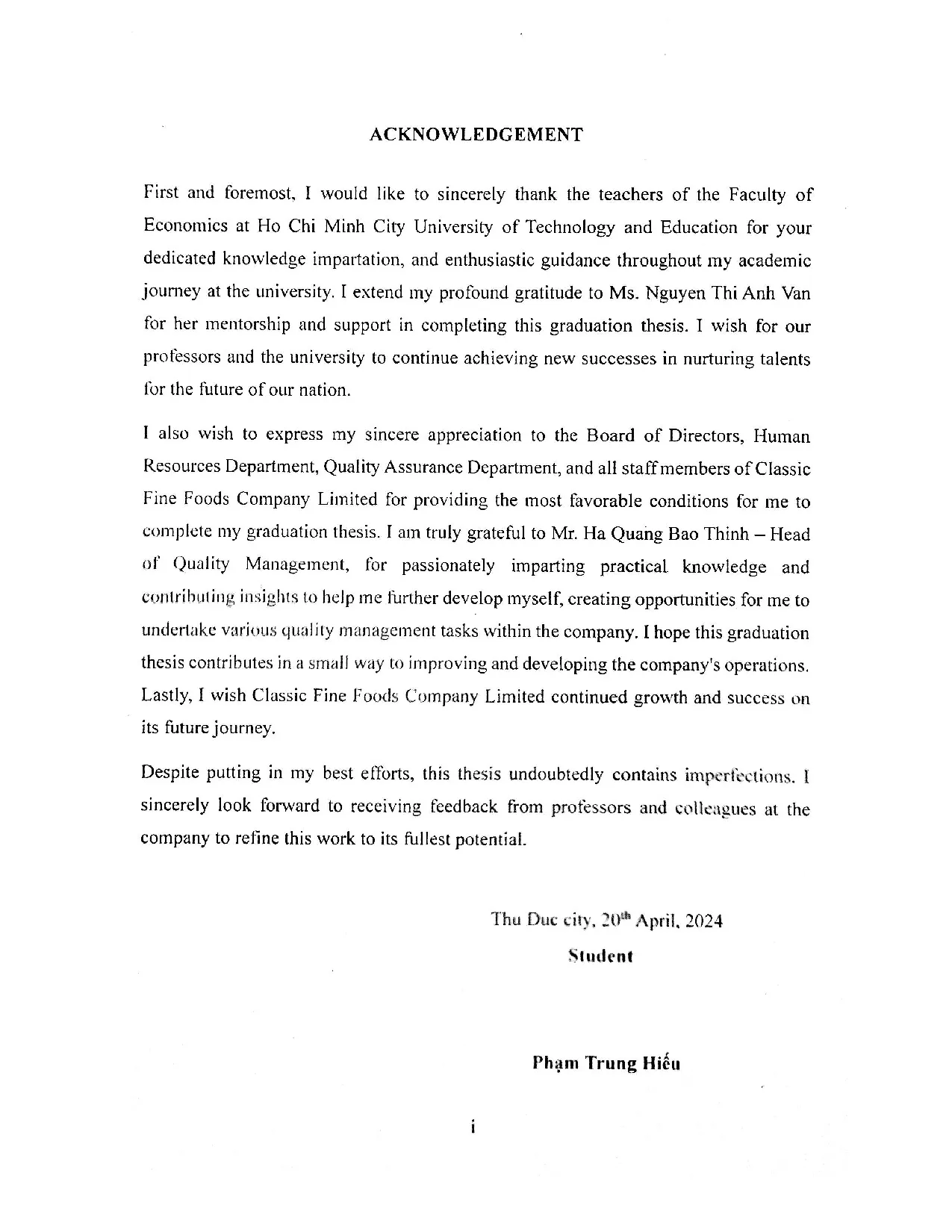 Đồ án tốt nghiệp - Analysis of current application status of quality management system ATMSACFFCL - Trang 2