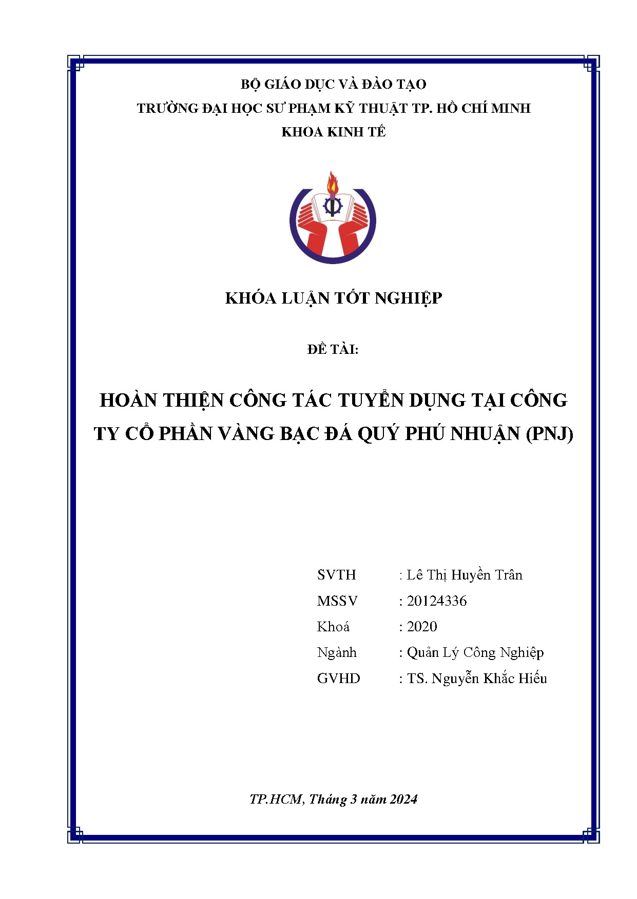 Đồ án tốt nghiệp - Hoàn thiện công tác tuyển dụng tại Công ty cổ phần vàng bạc đá quý Phú Nhuận