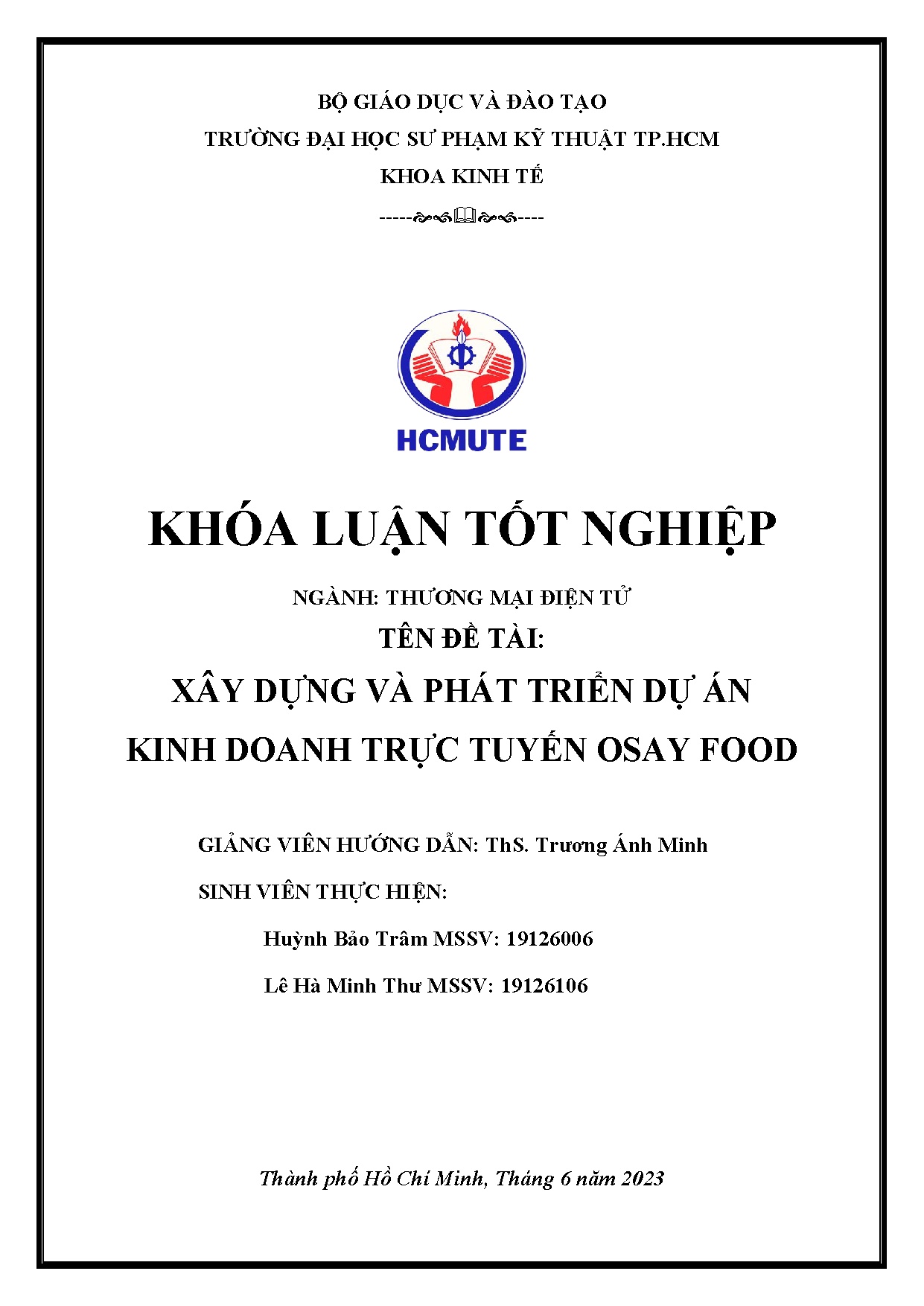 Đồ án tốt nghiệp - Xây dựng và phát triển dự án kinh doanh trực tuyến Osay Food