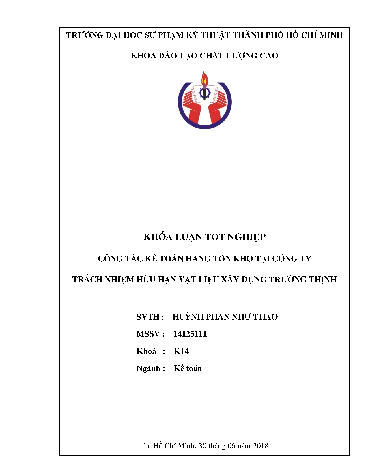 Đồ án tốt nghiệp - Công tác kế toán hàng tồn kho tại công ty trách nhiệm hữu hạn vật liệu xây DTT