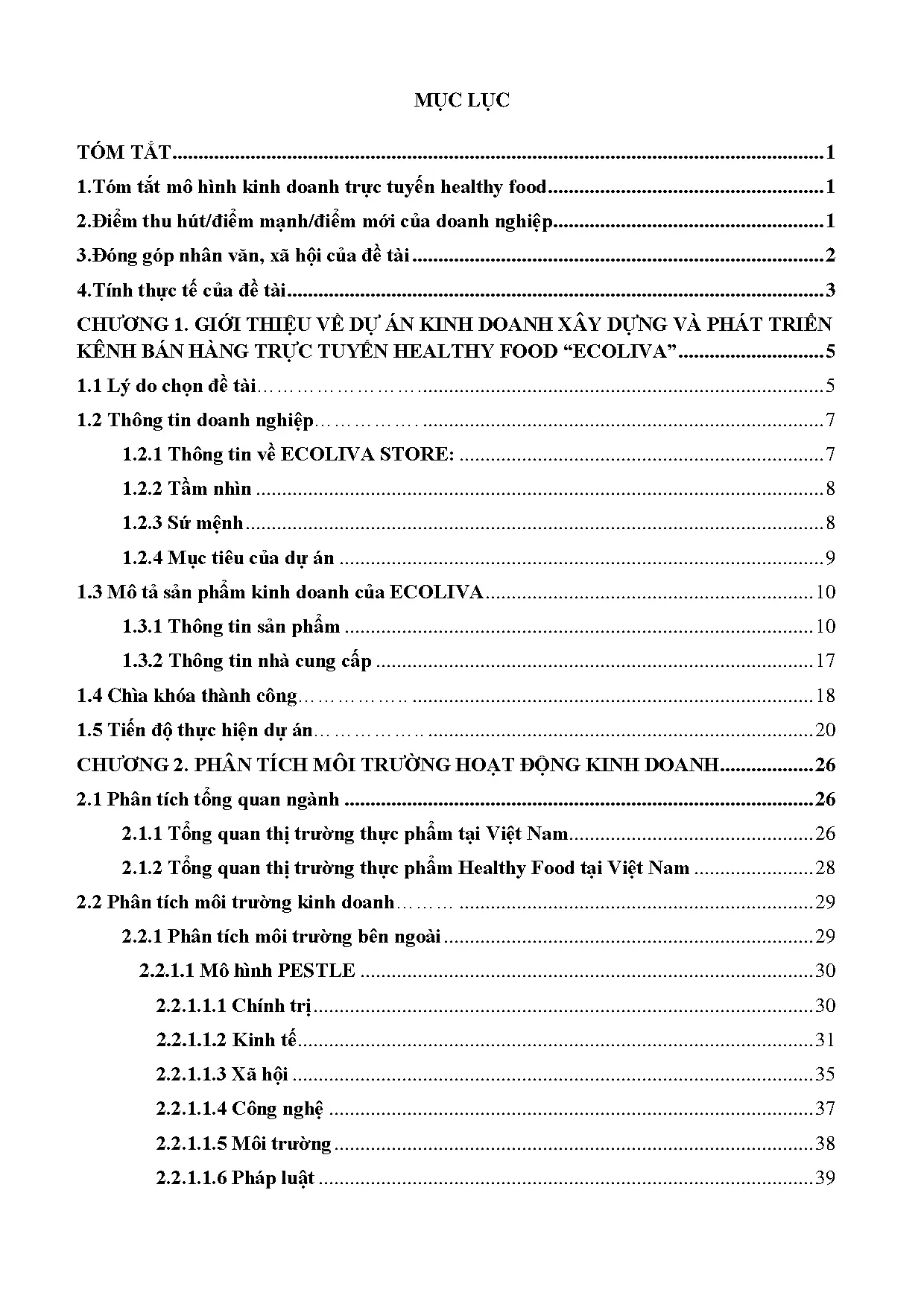 Đồ án tốt nghiệp - Dự án kinh doanh xây dựng và phát triển kênh bán hàng trực tuyến Healthy food E - Trang 4