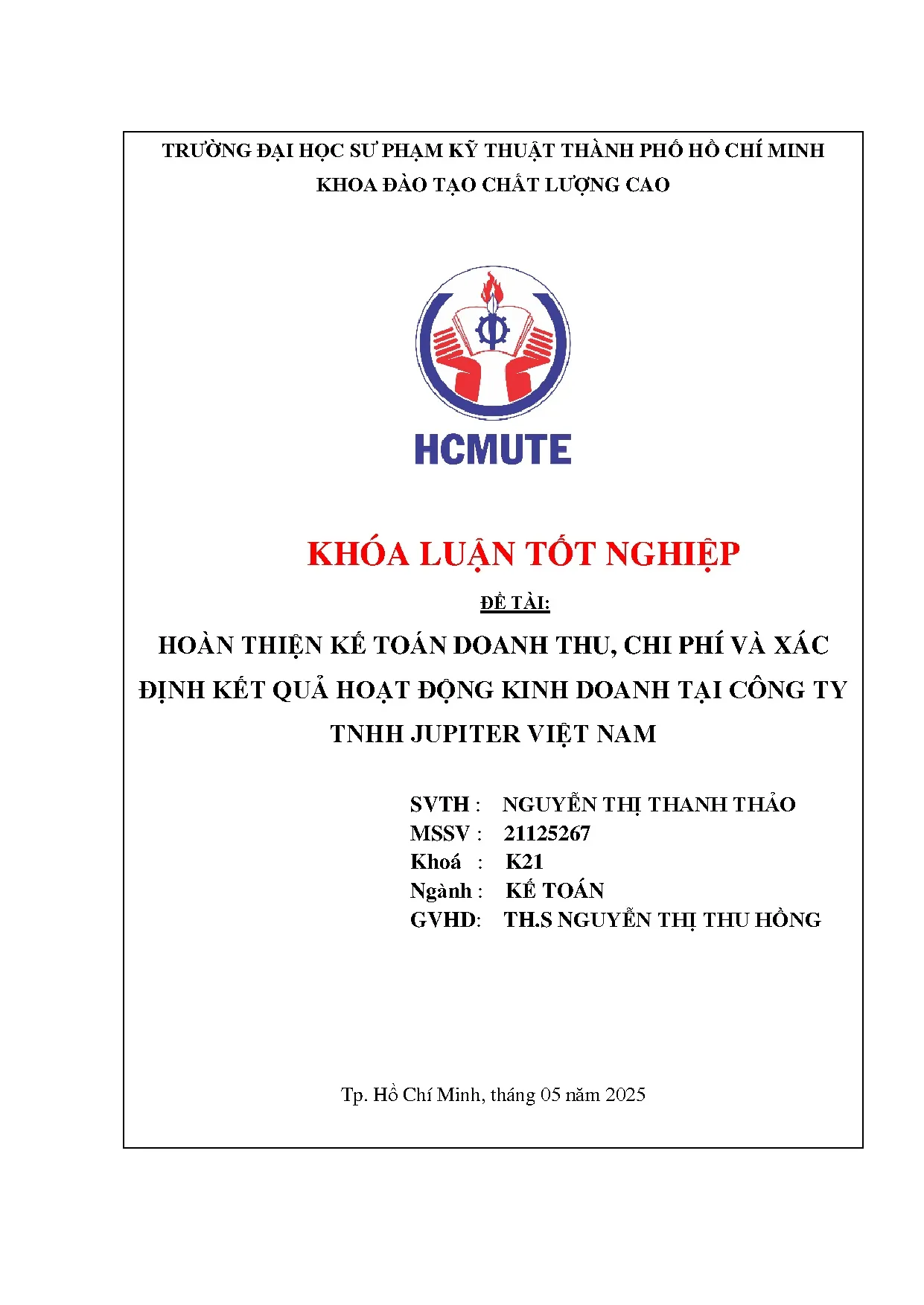 Đồ án tốt nghiệp - Hoàn thiện kế toán doanh thu, chi phí và xác định kết quả hoạt động kinh DTCTTJVN