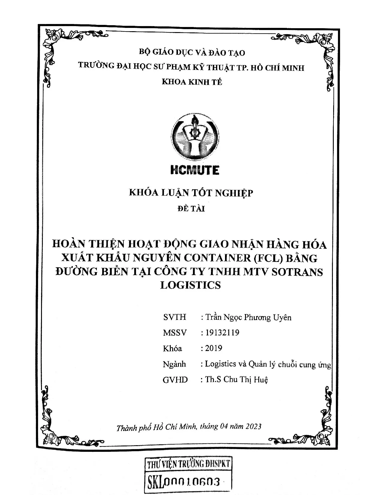 Đồ án tốt nghiệp - Hoàn thiện hoạt động giao nhận hàng hóa xuất khẩu nguyên container ( BĐBTCTTMSL