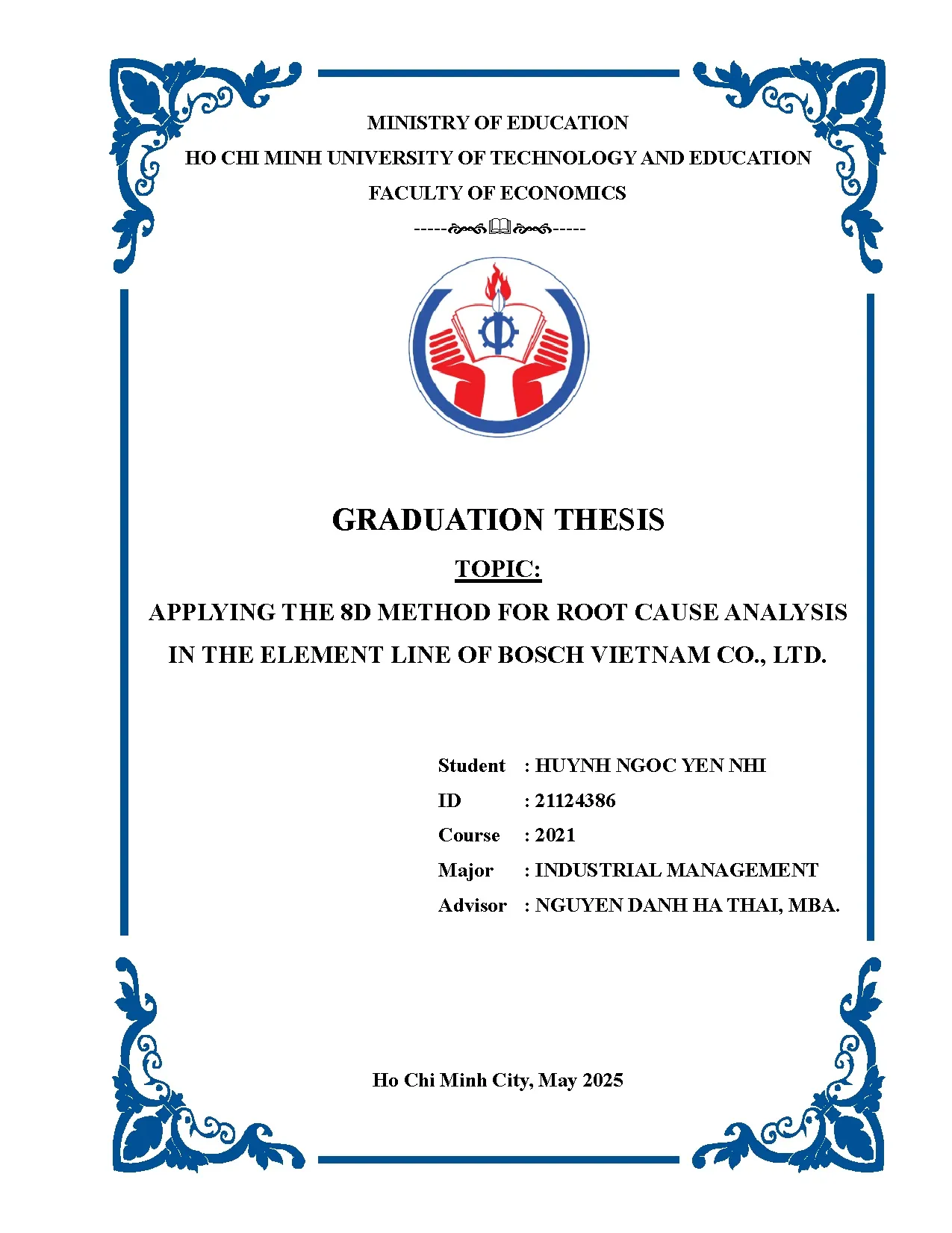Đồ án tốt nghiệp - Applying the 8D method for root cause analysis in the element line of Bosch VCL