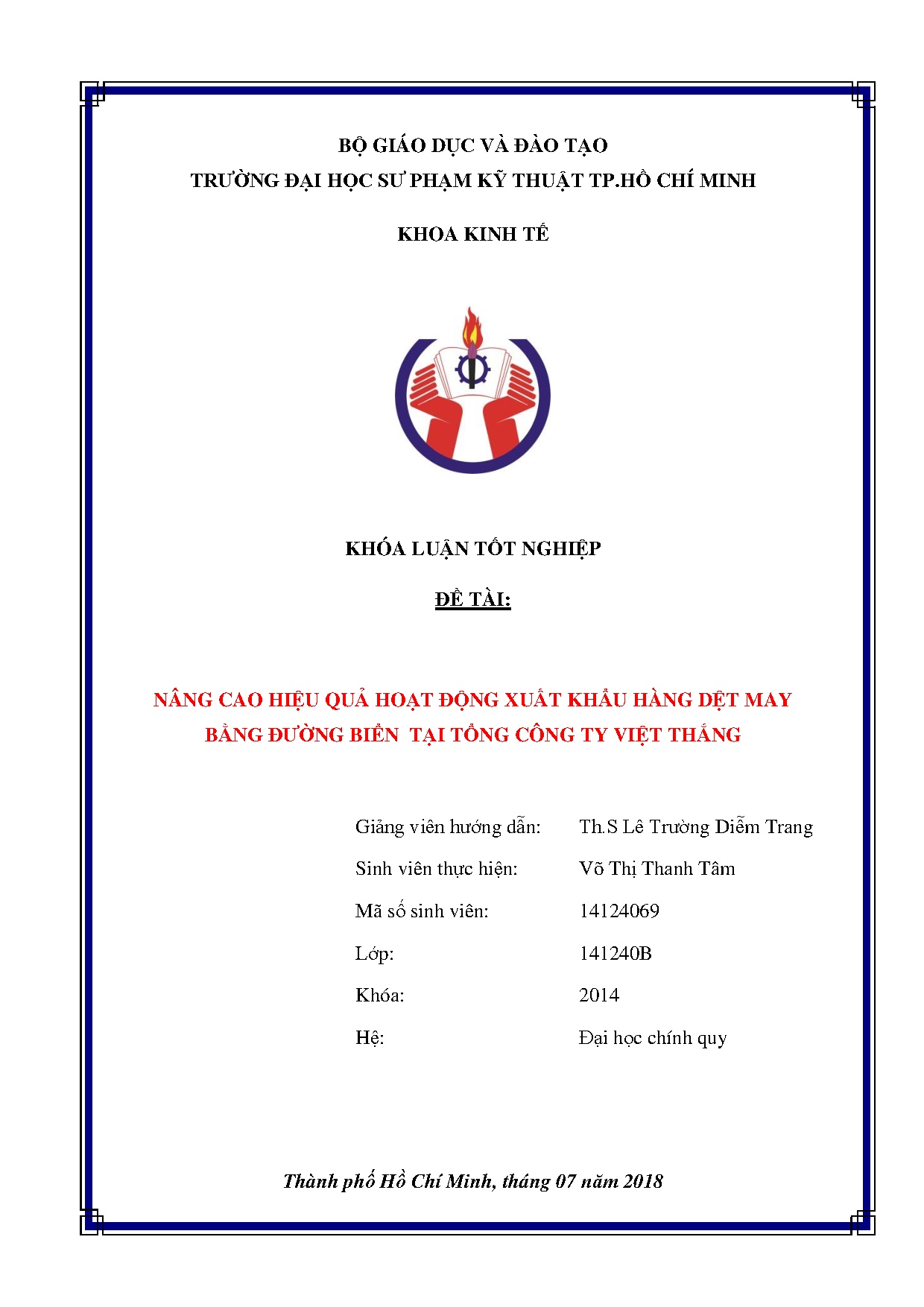 Đồ án tốt nghiệp - Nâng cao hiệu quả hoạt động xuất khẩu hàng dệt may bằng đường biển tại tổng CTVT