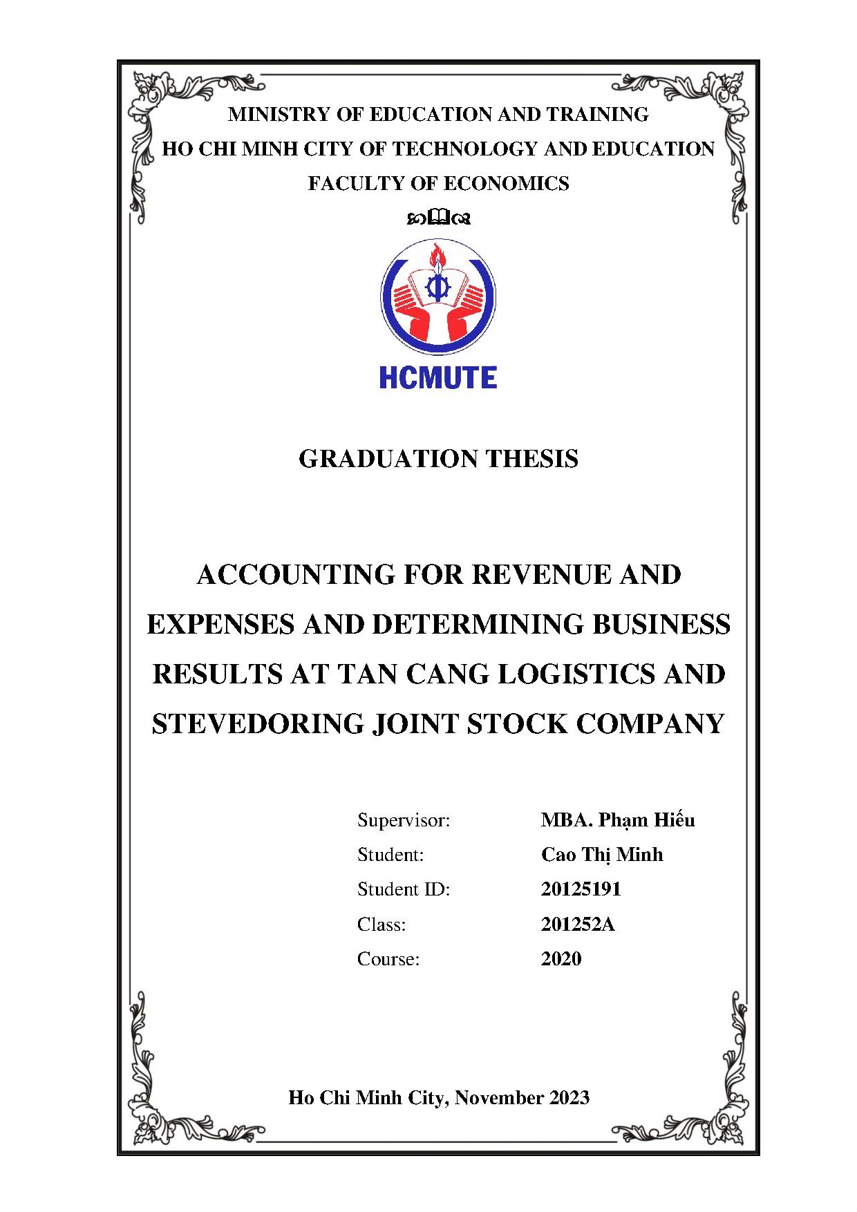 Đồ án tốt nghiệp - Accounting for revenue and expenses and determining business results at TCLASJSC