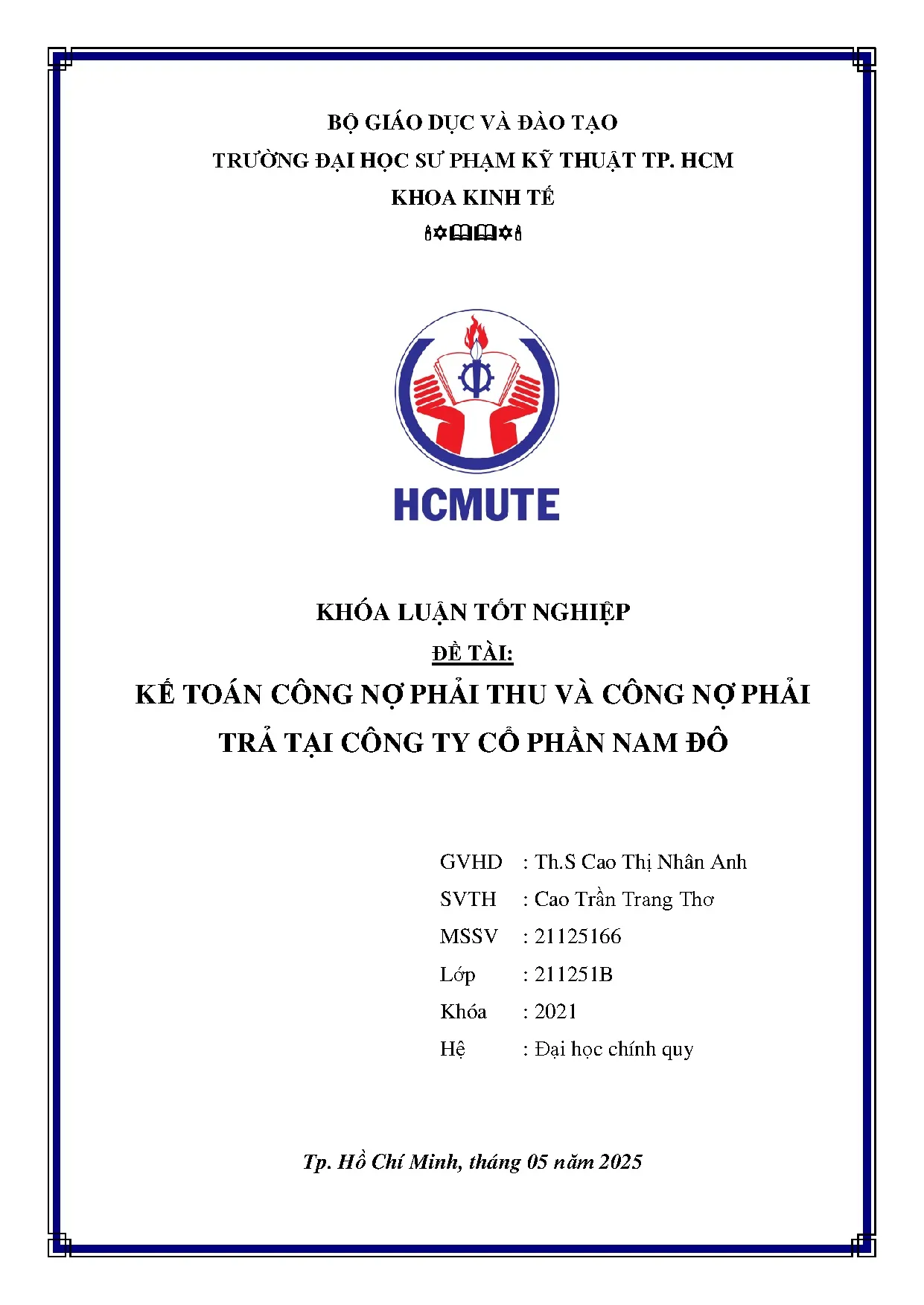 Đồ án tốt nghiệp - Kế toán công nợ phải thu và công nợ phải trả tại công ty cổ phần Nam Đô - Trang 2