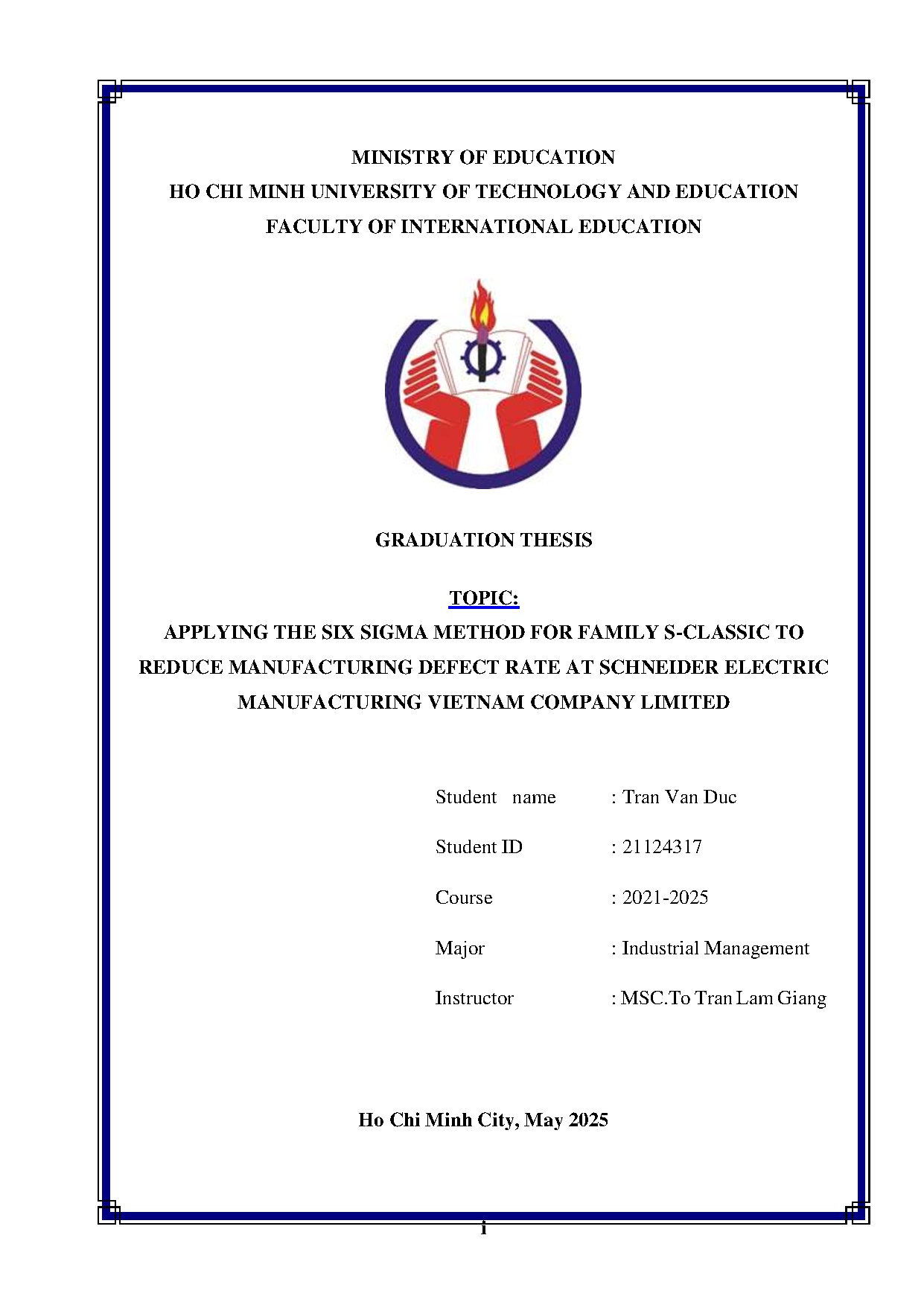 Đồ án tốt nghiệp - Applying the six sigma method for family s-classic to reduce MDRASEMVCL