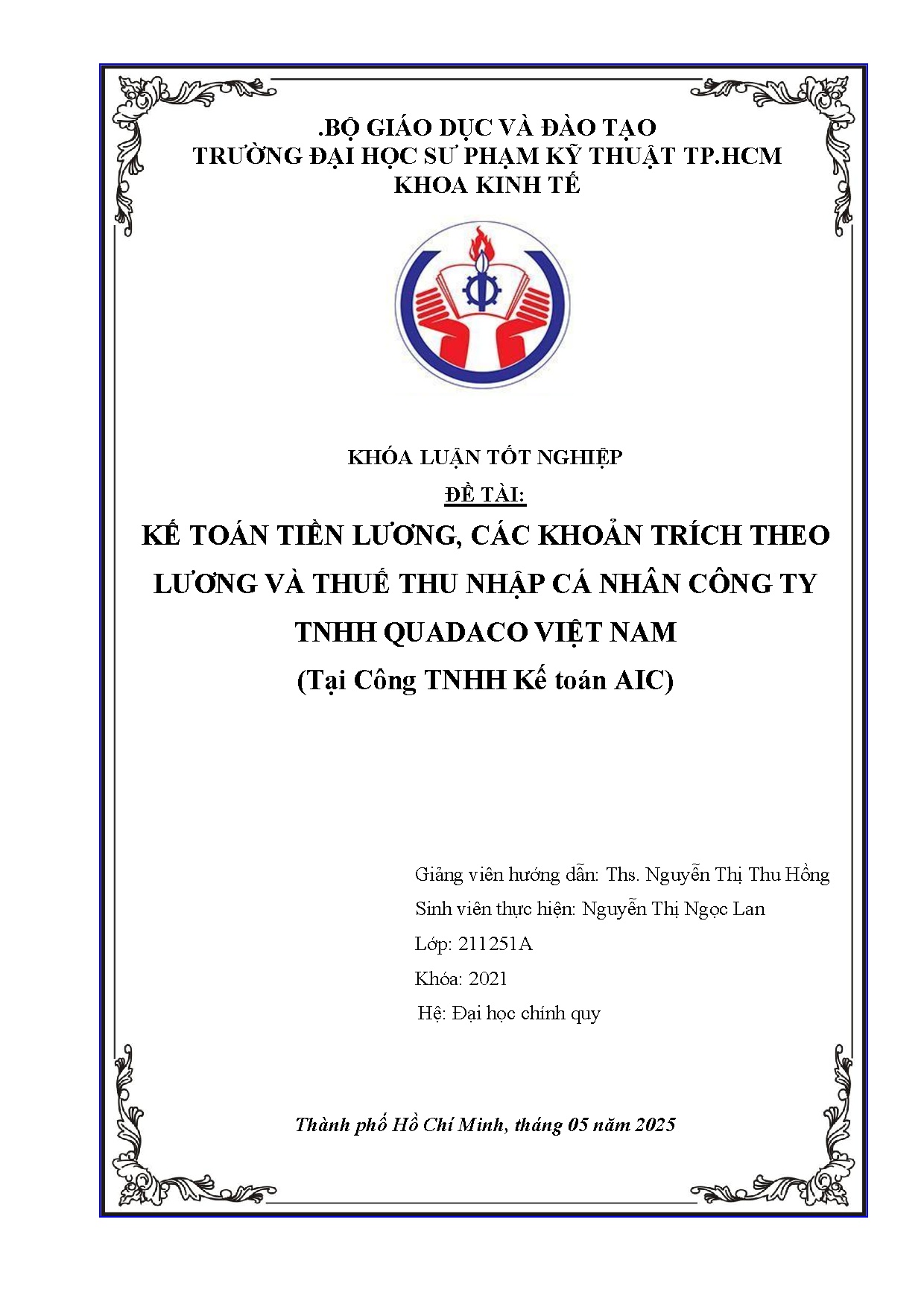 Đồ án tốt nghiệp - Kế toán tiền lương, các khoản trích theo lương và thuế thu nhập CNCTTQVN ( CTTKTA