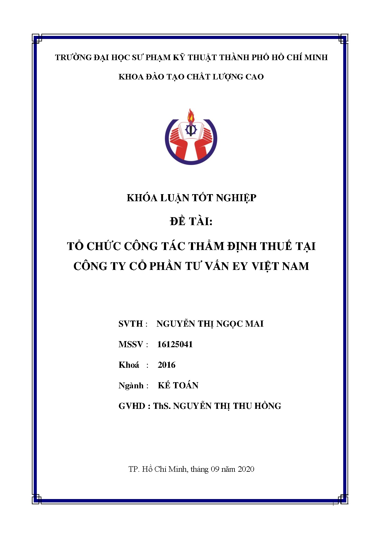 Đồ án tốt nghiệp - Tổ chức công tác thẩm định thuế tại Công ty cổ phần tư vấn EY Việt Nam