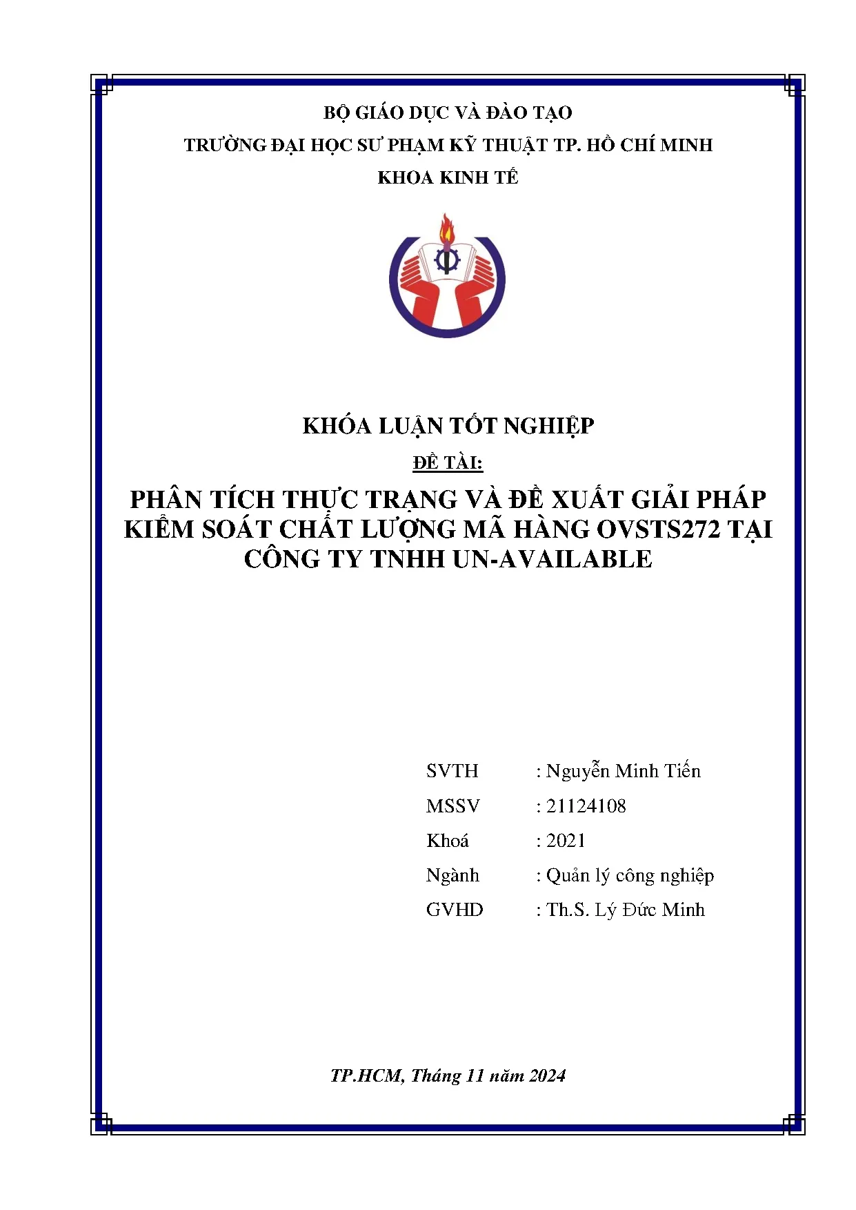 Đồ án tốt nghiệp - Phân tích thực trạng và đề xuất giải pháp kiểm soát chất lượng mã hàng OTCTTU