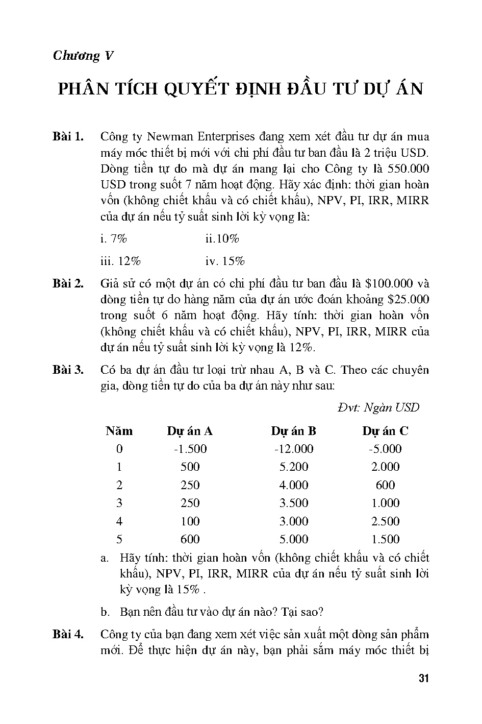 Bài tập tài chính doanh nghiệp: Dùng cho sinh viên ngành kinh tế (HCMUTE) - Trang 32