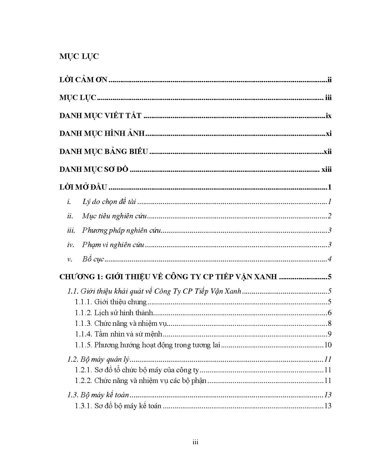 Đồ án tốt nghiệp - Kế toán xác định kết quả hoạt động kinh doanh tại Công ty cổ phần Tiếp Vận Xanh - Trang 3