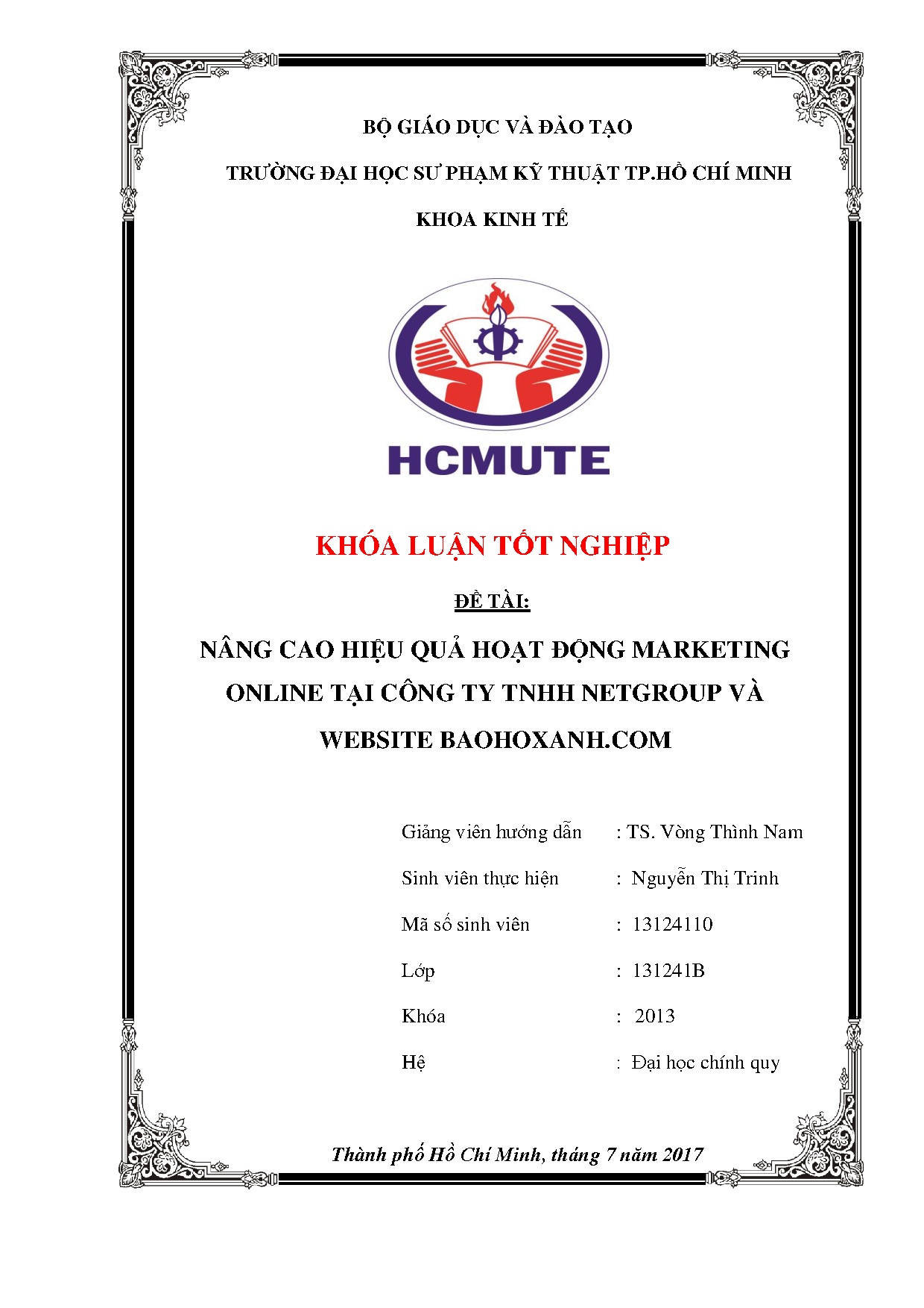 Đồ án tốt nghiệp - Nâng cao hiệu quả hoạt động Marketing online tại Công ty TNHH Netgroup và WBĐ