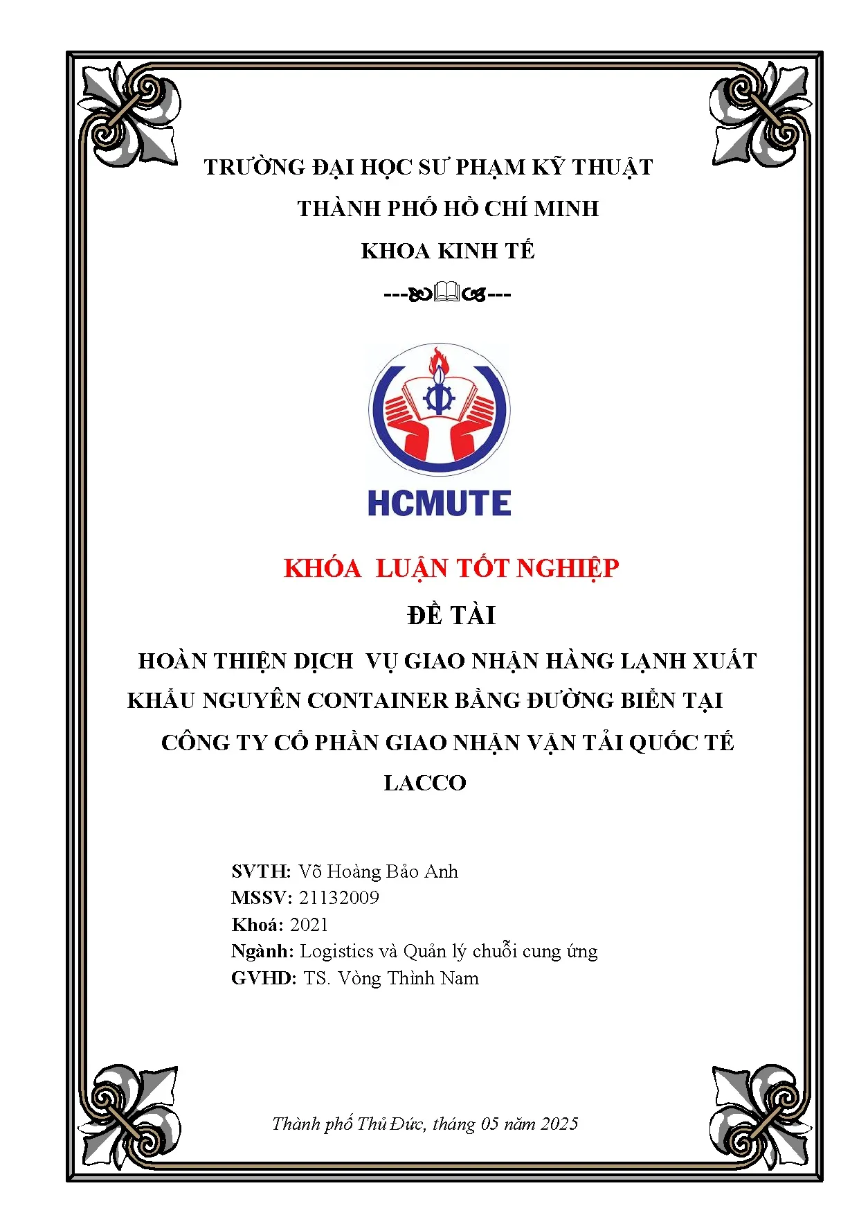 Đồ án tốt nghiệp - Hoàn thiện dịch vụ giao nhận hàng lạnh xuất khẩu nguyên container BĐBTCTCPGNVTQTL