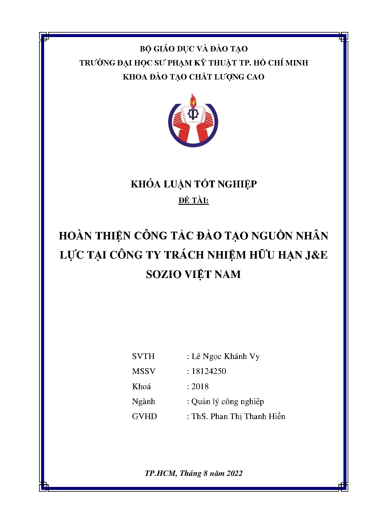 Đồ án tốt nghiệp - Hoàn thiện công tác đào tạo nguồn nhân lực tại Công ty trách nhiệm hữu hạn JSVN