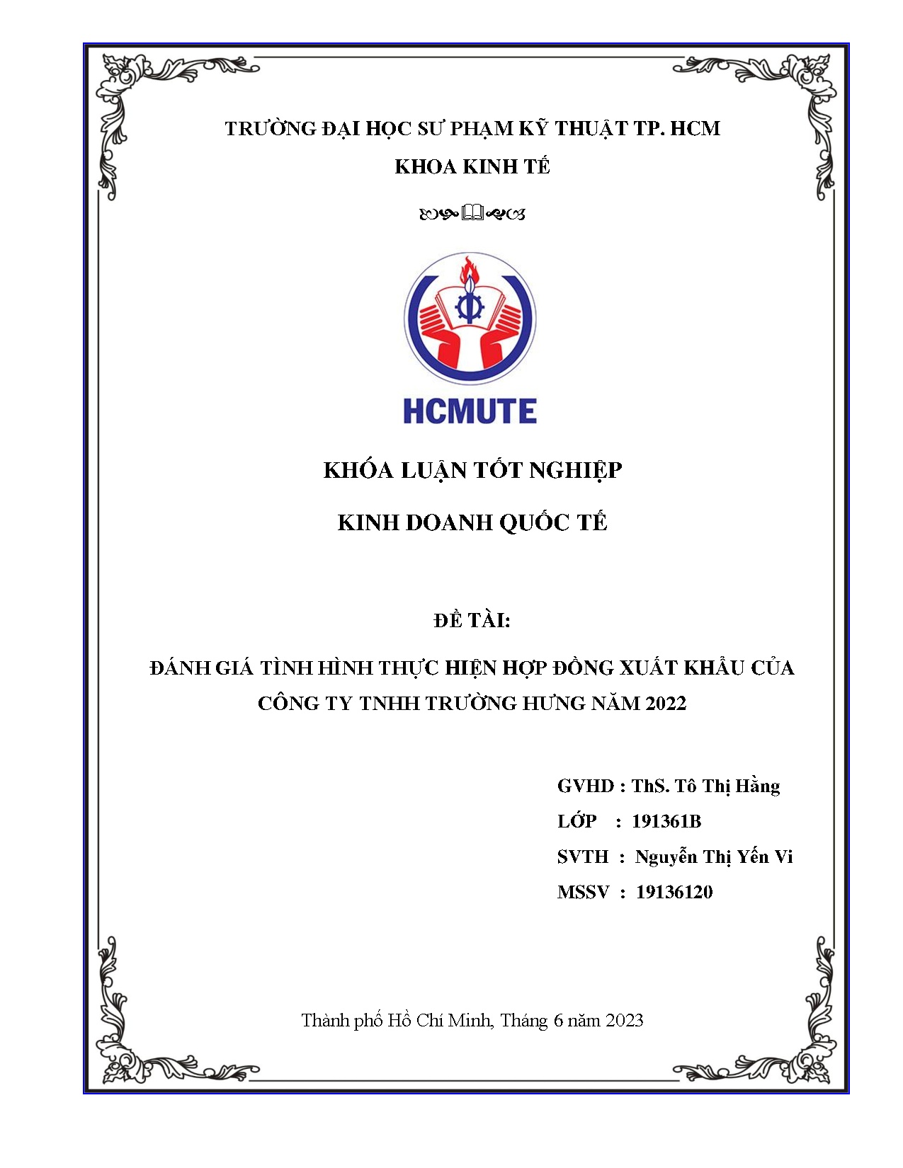 Đồ án tốt nghiệp - Đánh giá tình hình thực hiện hợp đồng xuất khẩu của Công ty TNHH Trường Hưng N 2