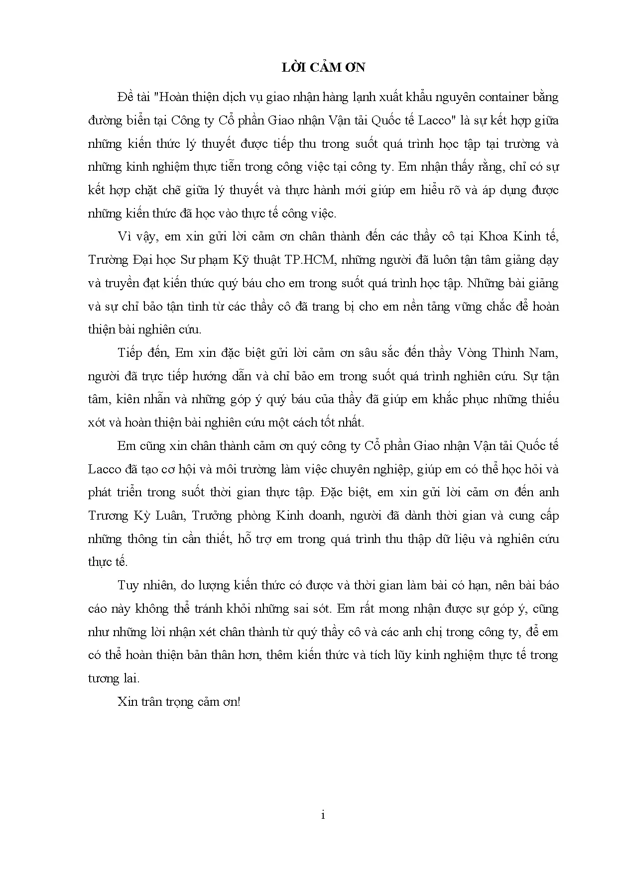 Đồ án tốt nghiệp - Hoàn thiện dịch vụ giao nhận hàng lạnh xuất khẩu nguyên Container BĐBTCTCPGNVTQTL - Trang 2