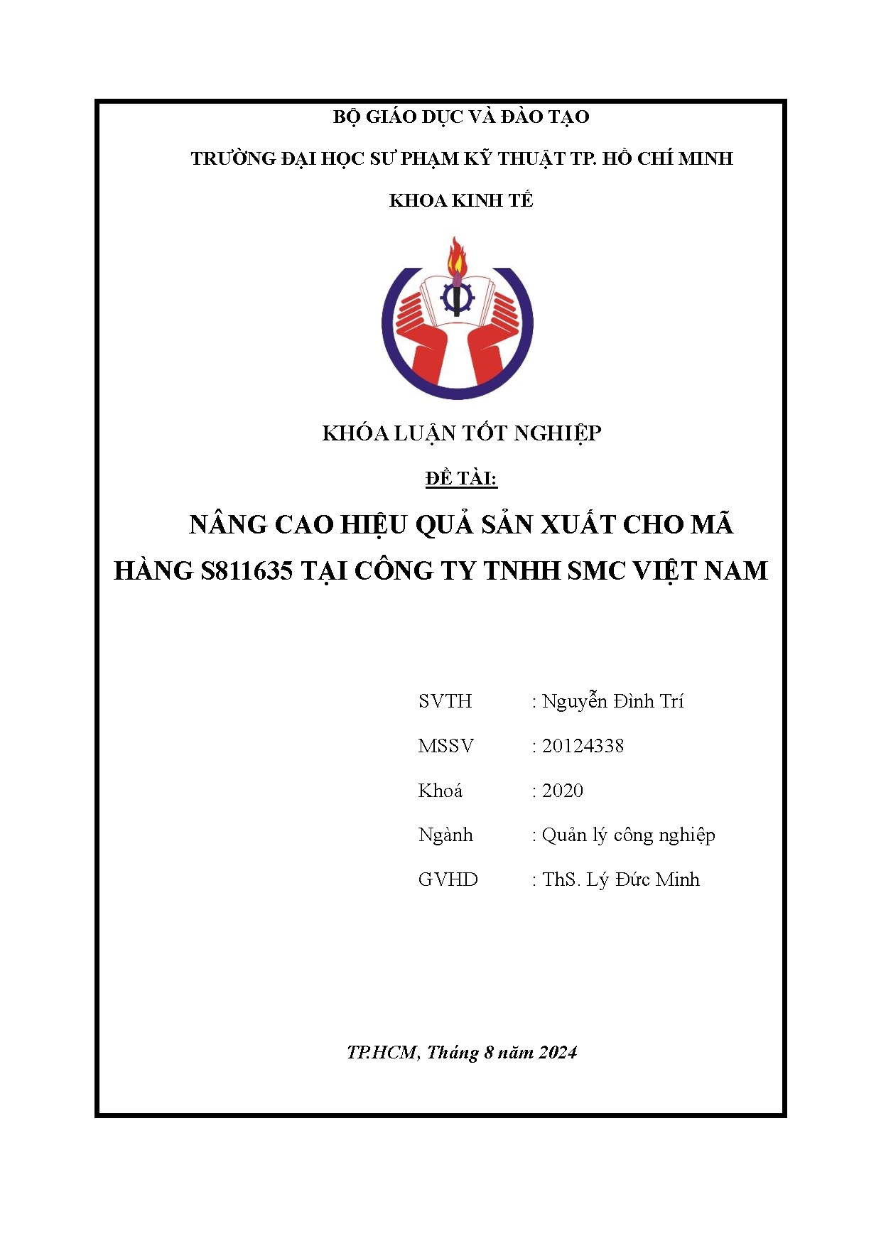 Đồ án tốt nghiệp - Nâng cao hiệu quả sản xuất cho mã hàng S811635 tại Công ty TNHH SMC Việt Nam