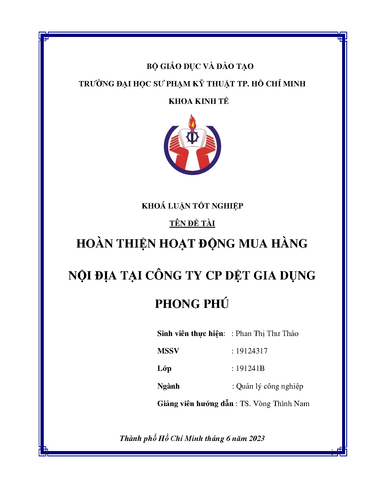 Đồ án tốt nghiệp - Hoàn thiện hoạt động mua hàng nội địa tại Công ty CP dệt gia dụng Phong Phú