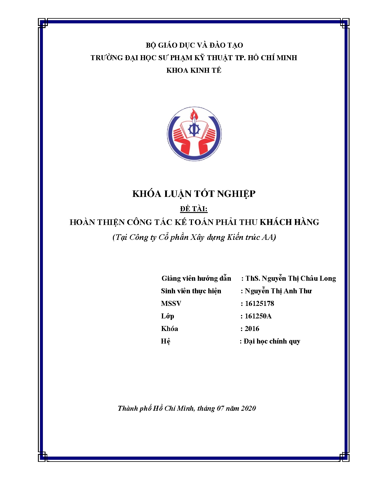Đồ án tốt nghiệp - Hoàn thiện công tác kế toán phải thu khách hàng tại Công ty cổ phần Xây dựng KTA