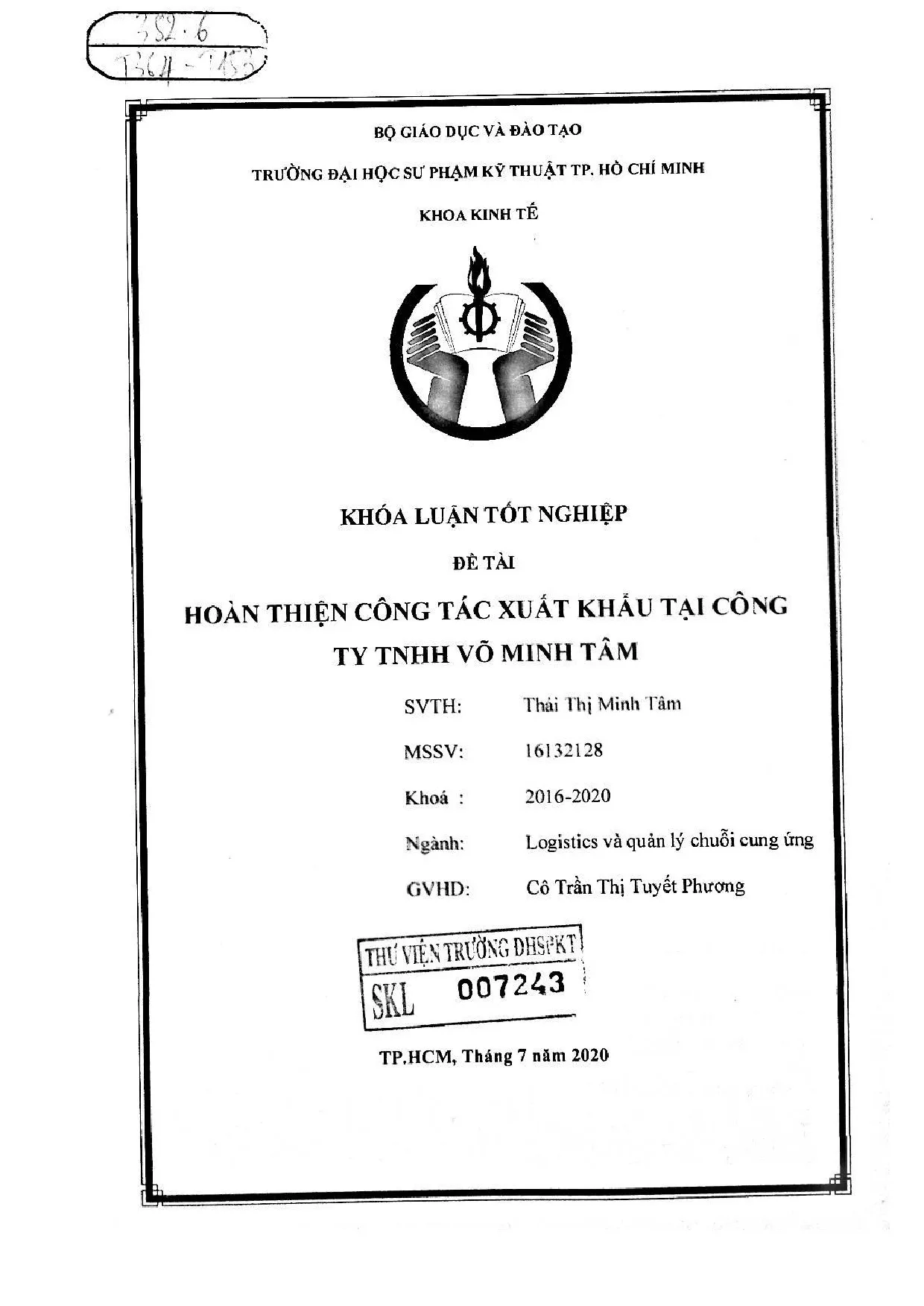 Đồ án tốt nghiệp - Hoàn thiện công tác xuất khẩu tại công ty TNHH Võ Minh Tâm