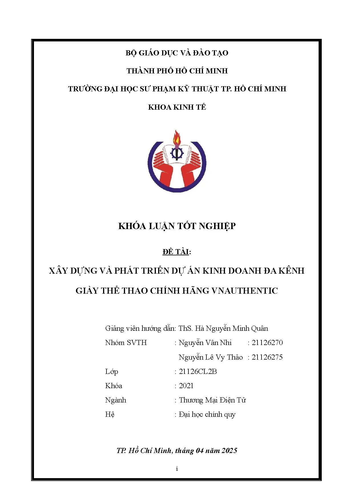 Đồ án tốt nghiệp - Xây dựng và phát triển dự án kinh doanh đa kênh giày thể thao chính hãng V