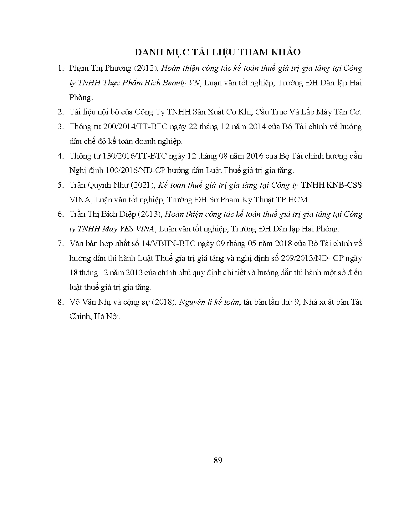 Đồ án tốt nghiệp - Kế toán thuế giá trị gia tăng tại Công ty TNHH sản xuất cơ khí, cầu trục và LMTC - Trang 100