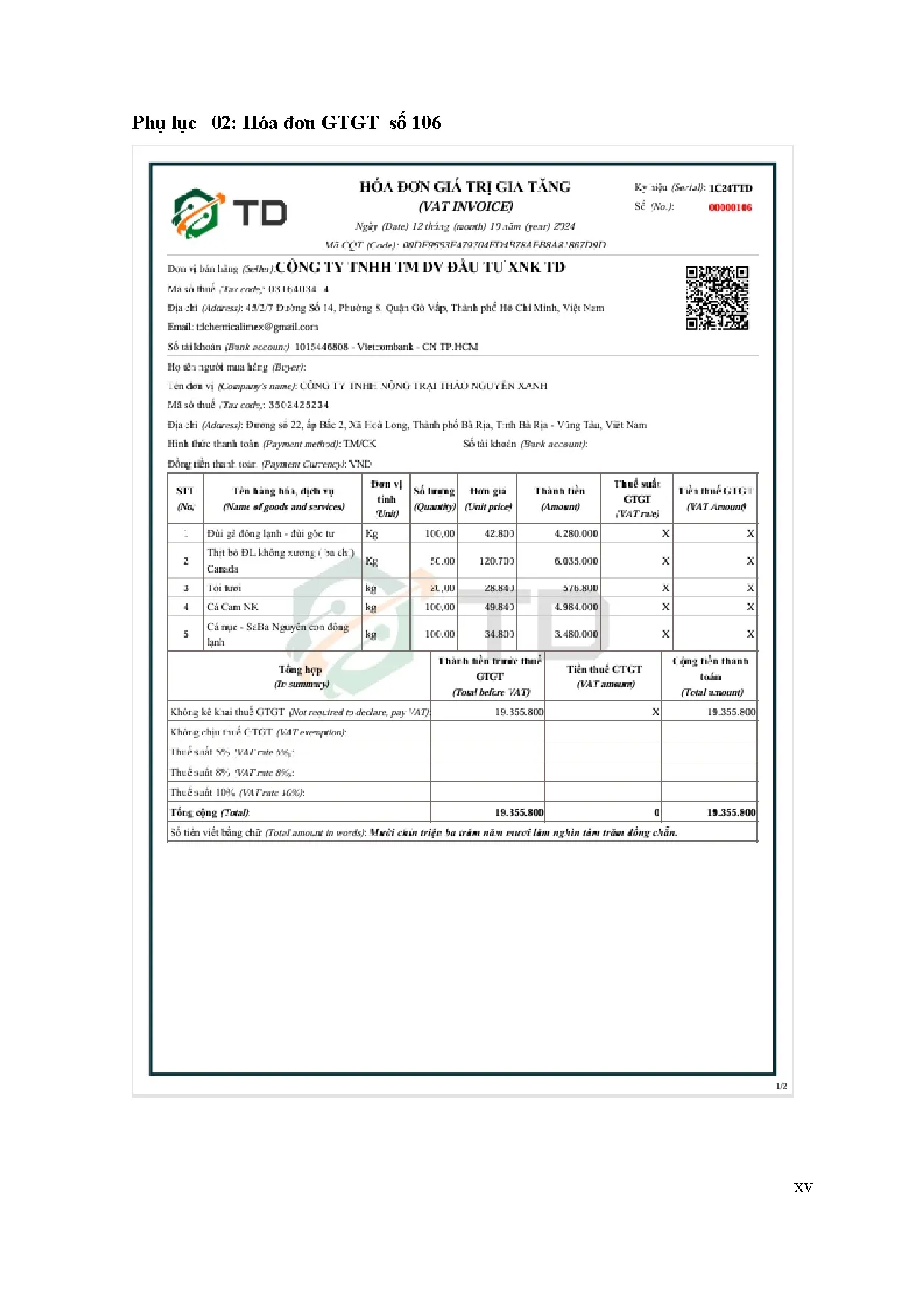 Đồ án tốt nghiệp - Kế toán doanh thu, chi phí và xác định kết quả kinh doanh tại Công ty TNHH TDĐTXT - Trang 99