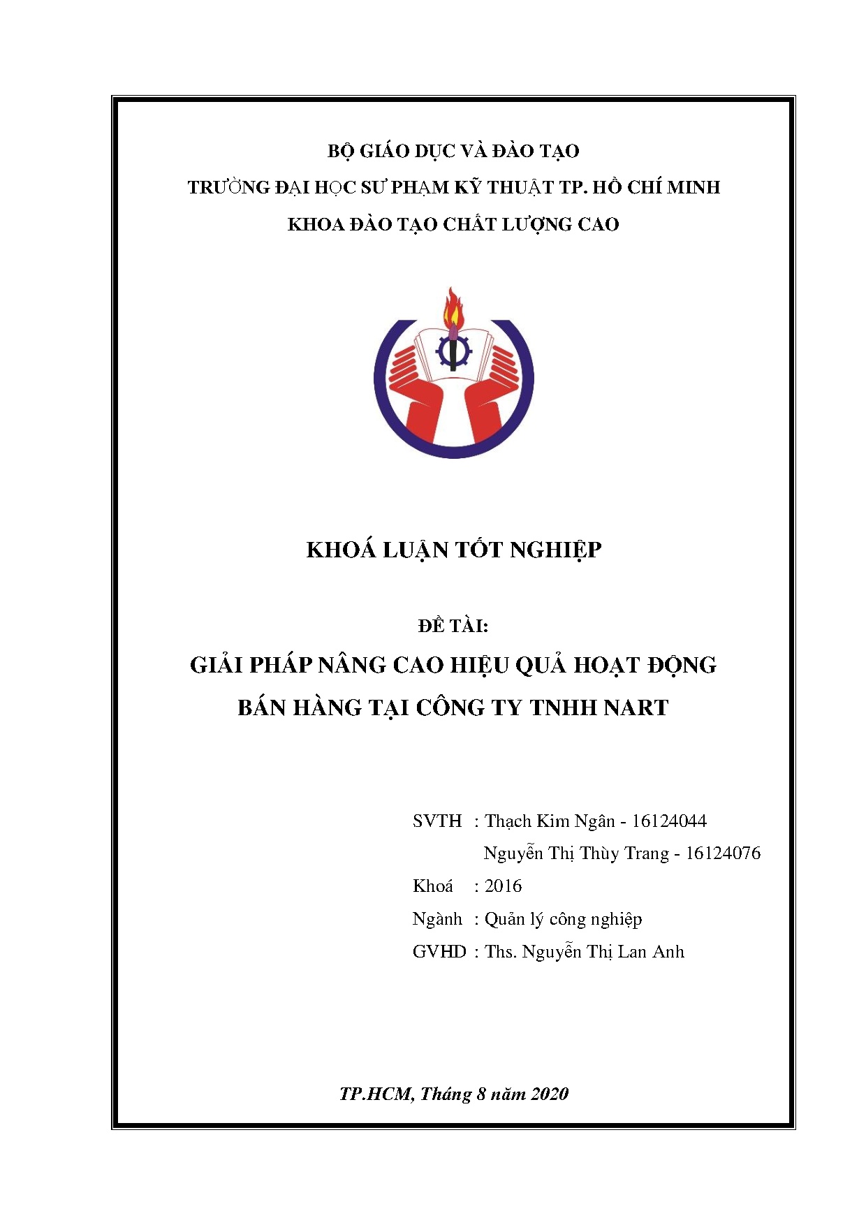 Đồ án tốt nghiệp - Giải pháp nâng cao hiệu quả hoạt động bán hàng tại Công ty TNHH Nart