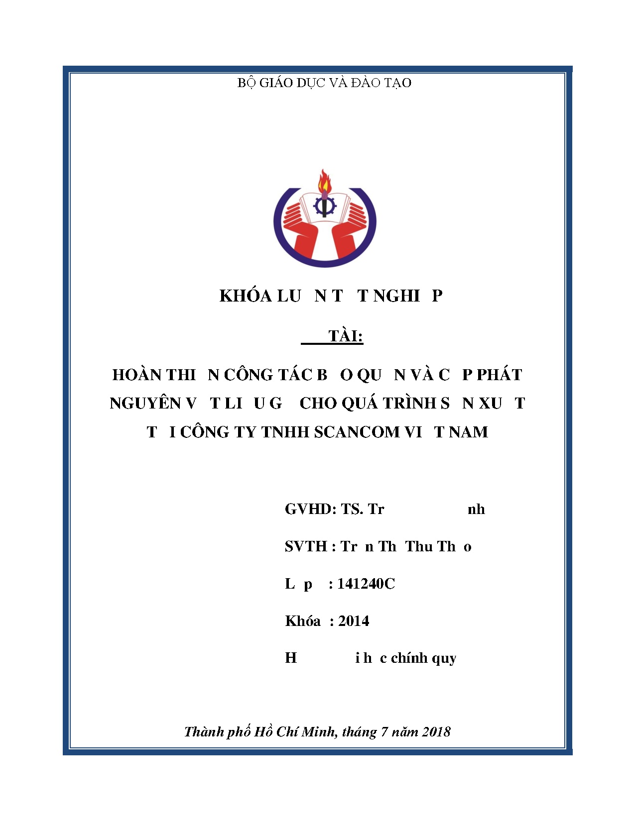 Đồ án tốt nghiệp - Hoàn thiện công tác bảo quản và cấp phát nguyên vật liệu gỗ cho quá TSXTCTTSVN