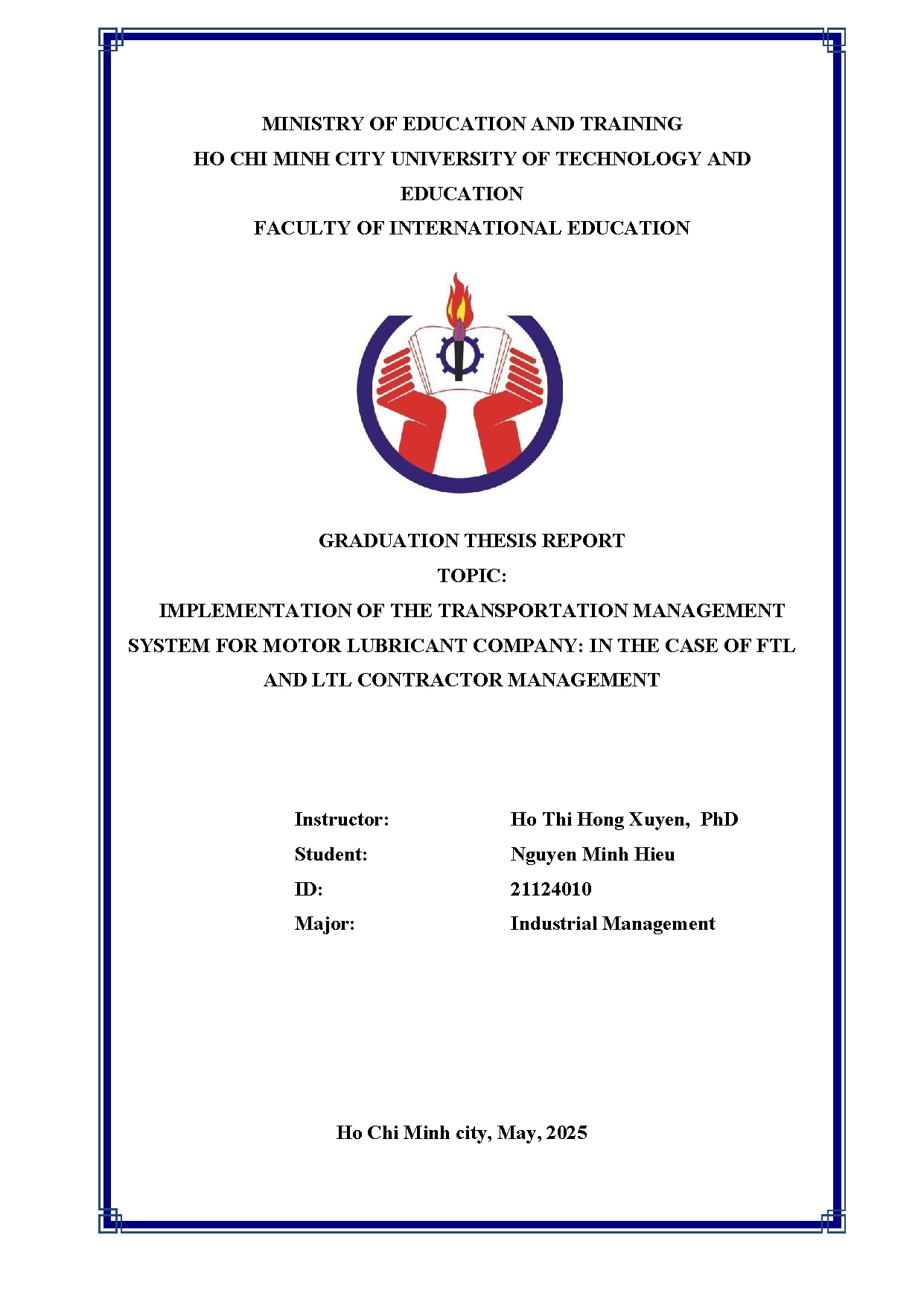 Đồ án tốt nghiệp - Implementation of the transportation management system for motor LCITCOFALCM