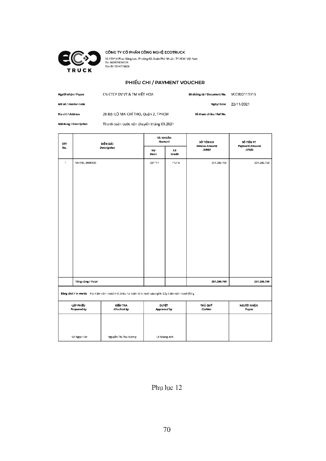 Đồ án tốt nghiệp - Hoàn thiện công tác kế toán phải thu khách hàng và phải trả người bán tại CTCPCNE - Trang 80