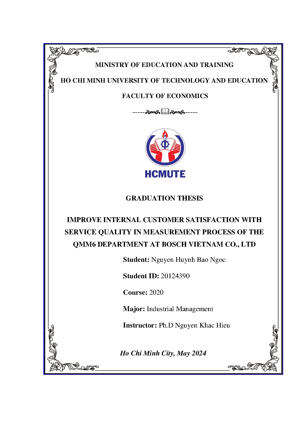 Đồ án tốt nghiệp - Improve internal customer satisfaction with service quality in MPOTQDABVCL