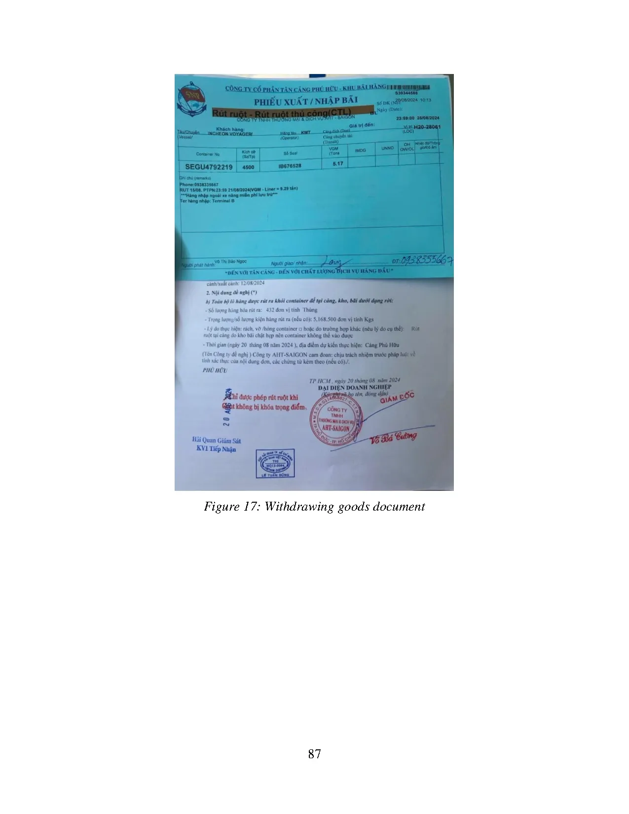 Đồ án tốt nghiệp - Completing the freight forwarding procedure for imported goods by FCLFCTVBSTOHGLL - Trang 97