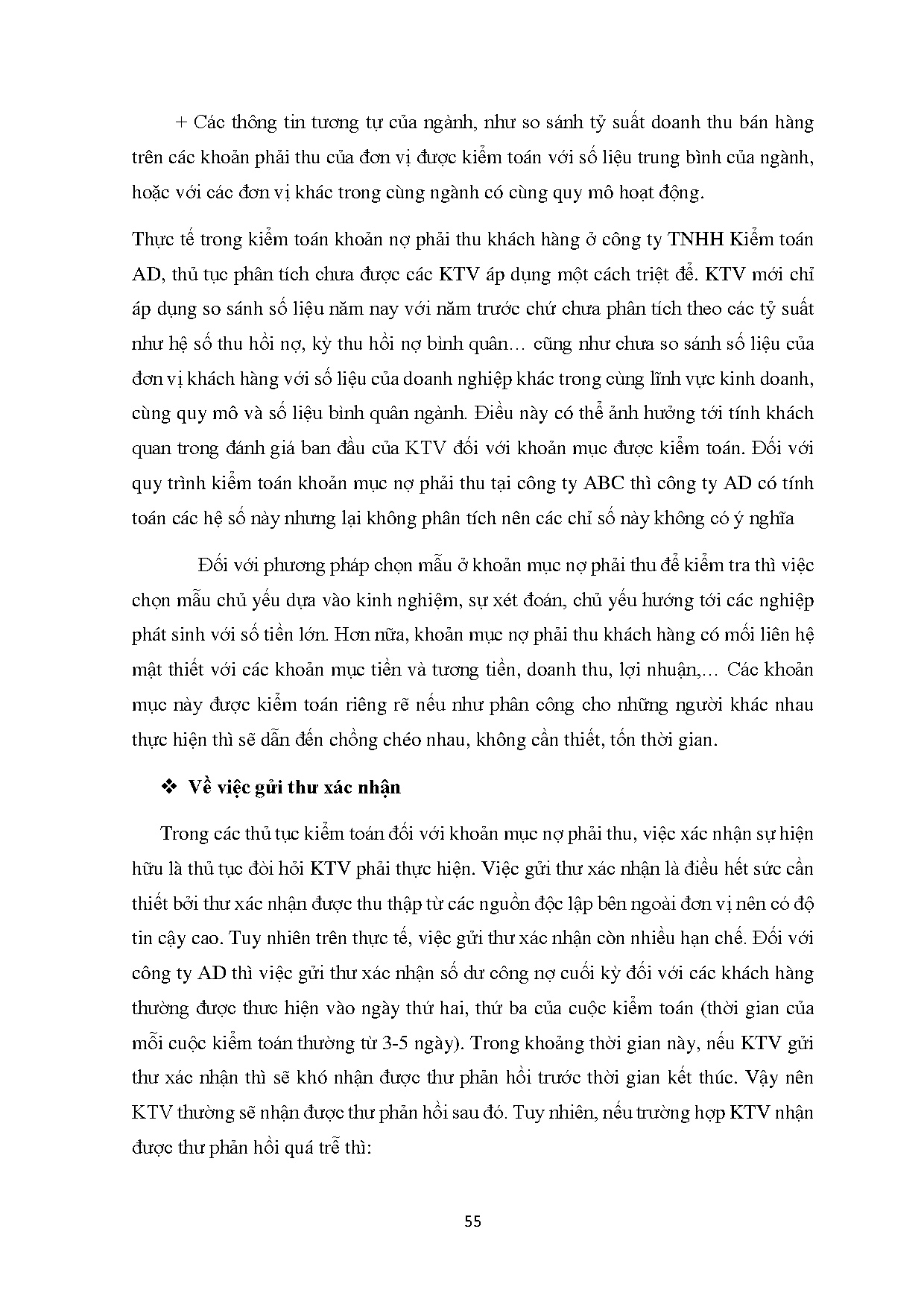Đồ án tốt nghiệp - Qui trình kiểm toán khoản mục nợ phải thu khách hàng tại công ty TNHH kiểm toán A - Trang 68