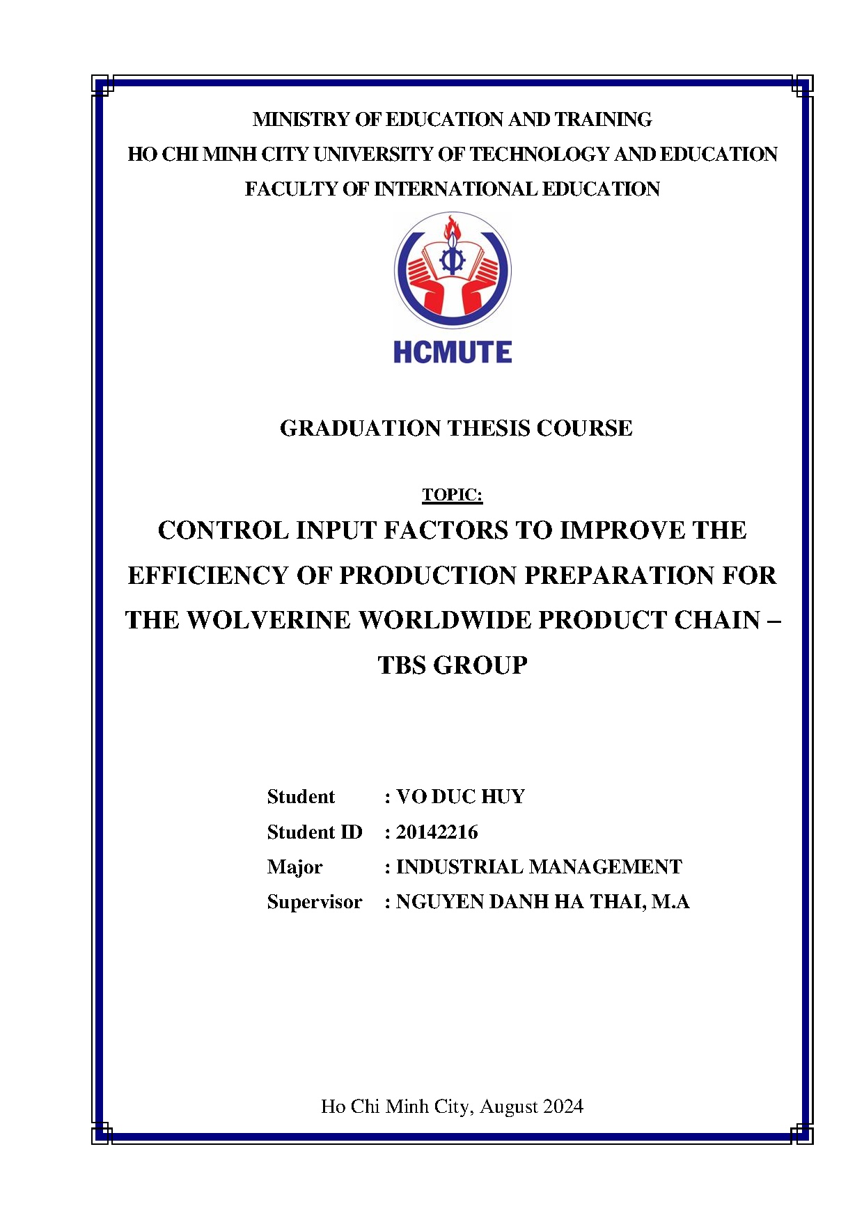 Đồ án tốt nghiệp - Control input factors to improve the efficiency of production PFTWWPCTG