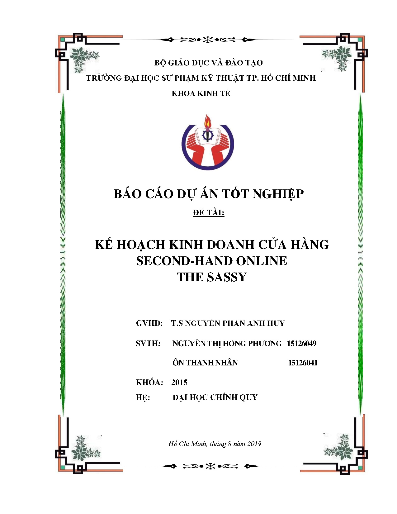 Đồ án tốt nghiệp - Kế hoạch kinh doanh cửa hàng second-hand online The Sassy