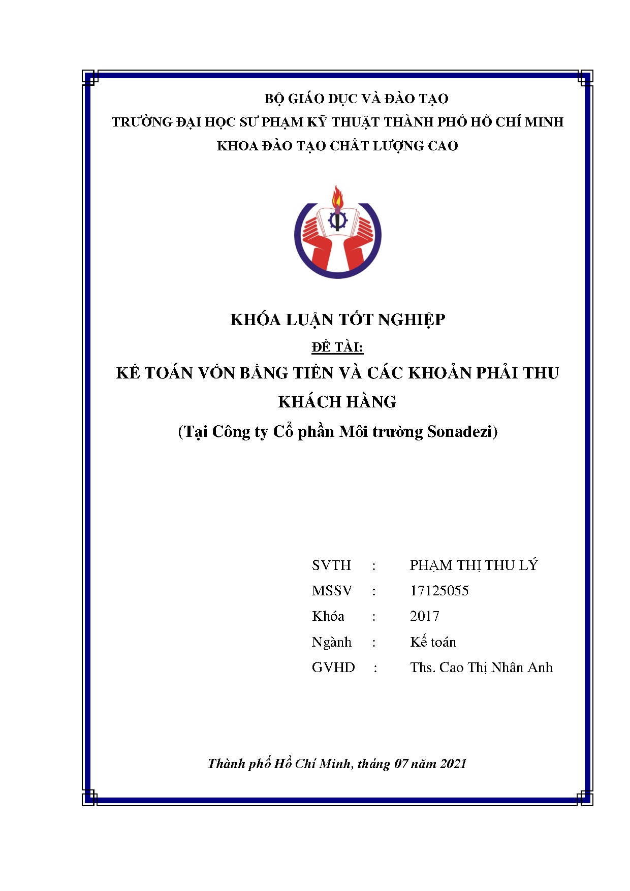 Đồ án tốt nghiệp - Kế toán vốn bằng tiền và các khoản phải thu khách hàng (Tại Công ty Cổ phần MTS