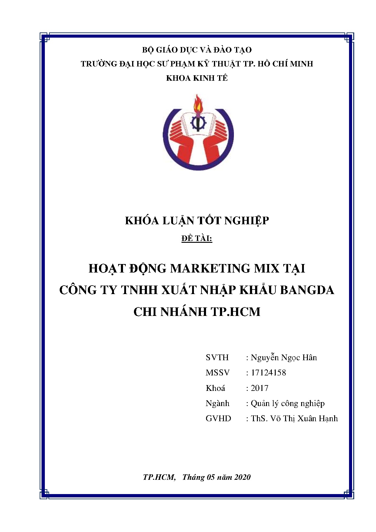 Đồ án tốt nghiệp - Hoạt động marketing mix tại Công ty TNHH xuất nhập khẩu Bangda chi nhánh Tp.HCM