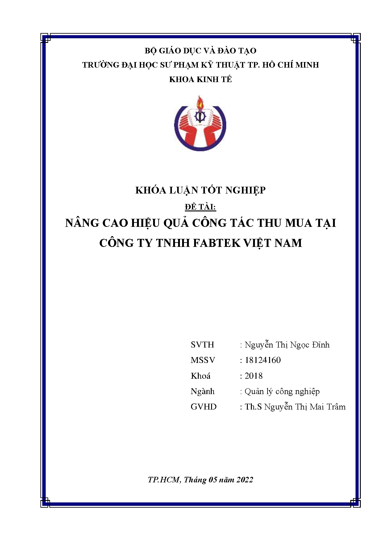 Đồ án tốt nghiệp - Nâng cao hiệu quả công tác thu mua tại Công ty TNHH Fabtek Việt Nam