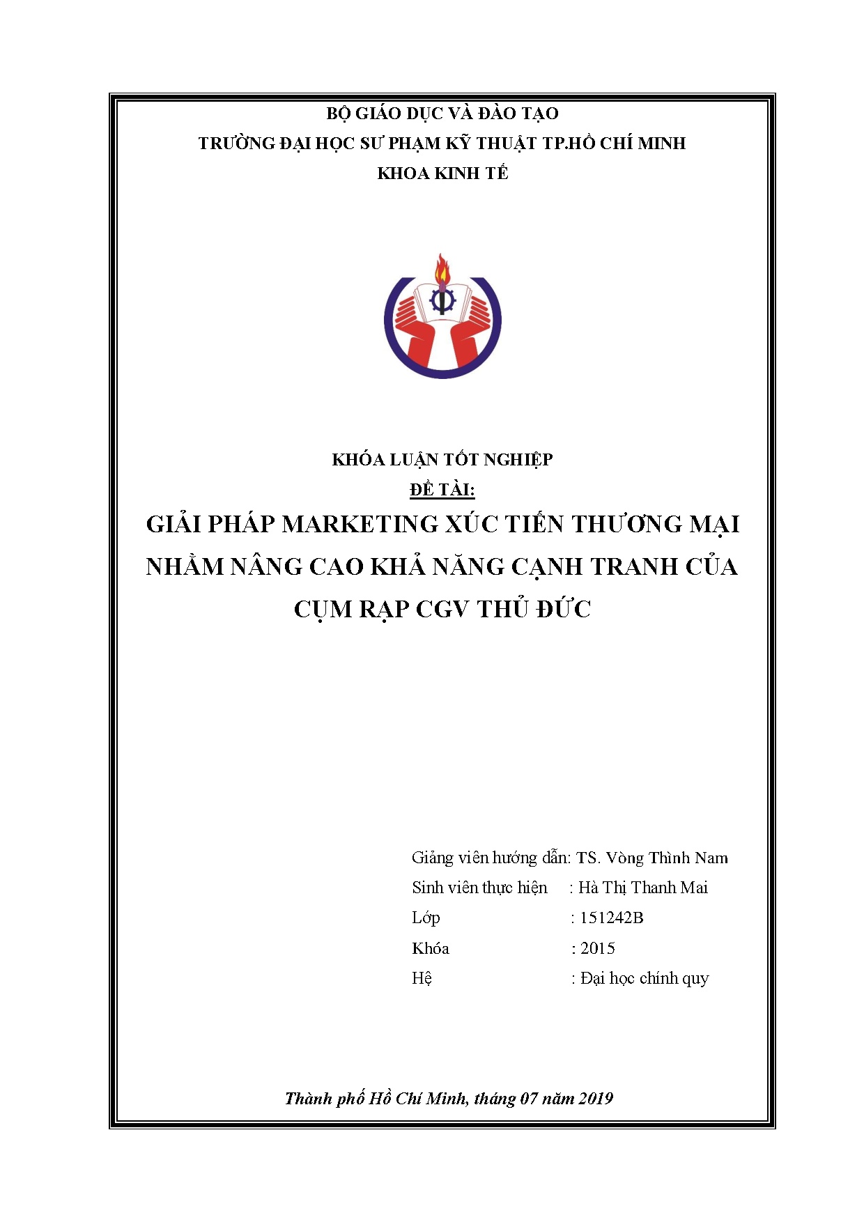 Đồ án tốt nghiệp - Giải pháp marketing xúc tiến thương mại nhằm nâng cao khả năng cạnh tranh CCRCTĐ