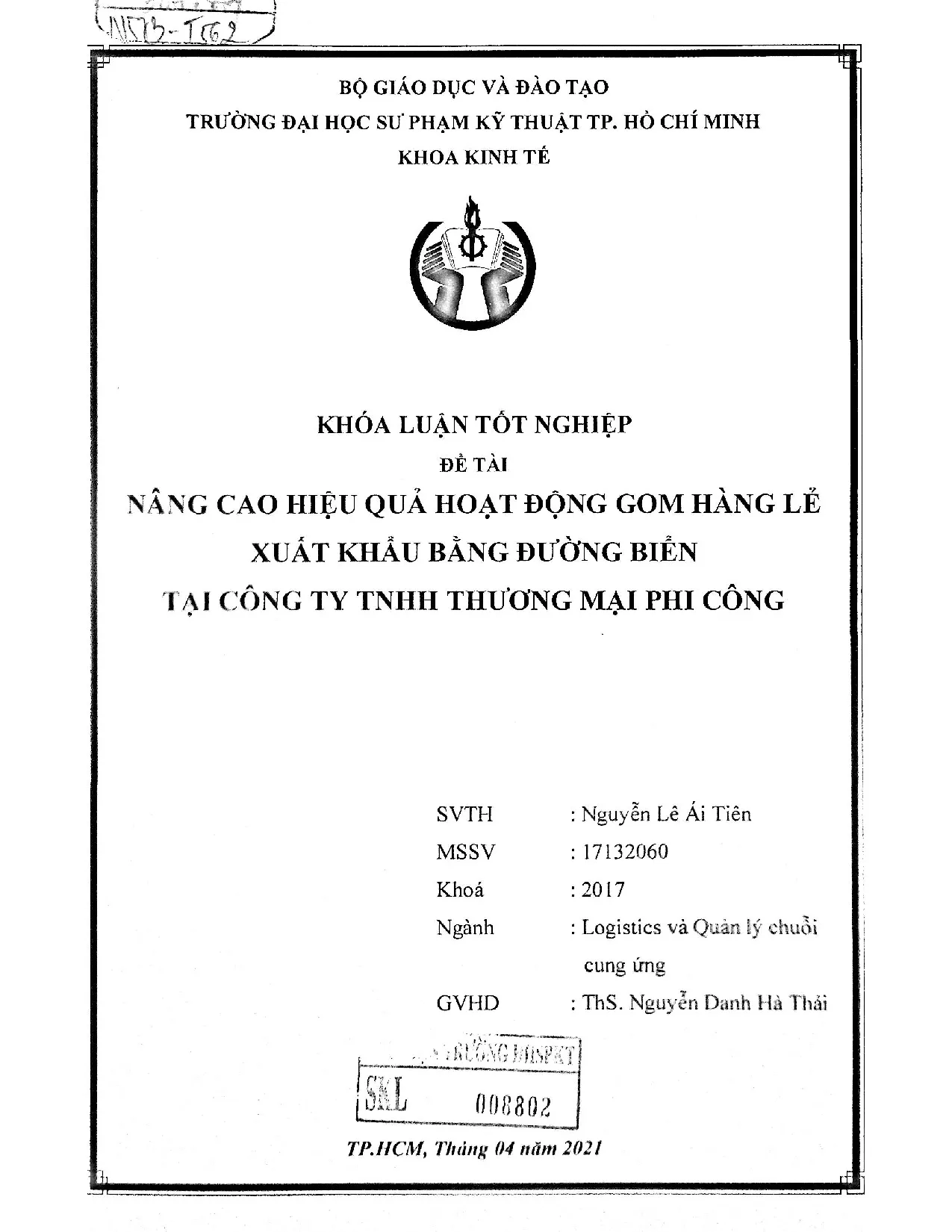 Đồ án tốt nghiệp - Nâng cao hiệu quả hoạt động gom hàng lẻ xuất khẩu bằng đường biển tại công TTTMPC