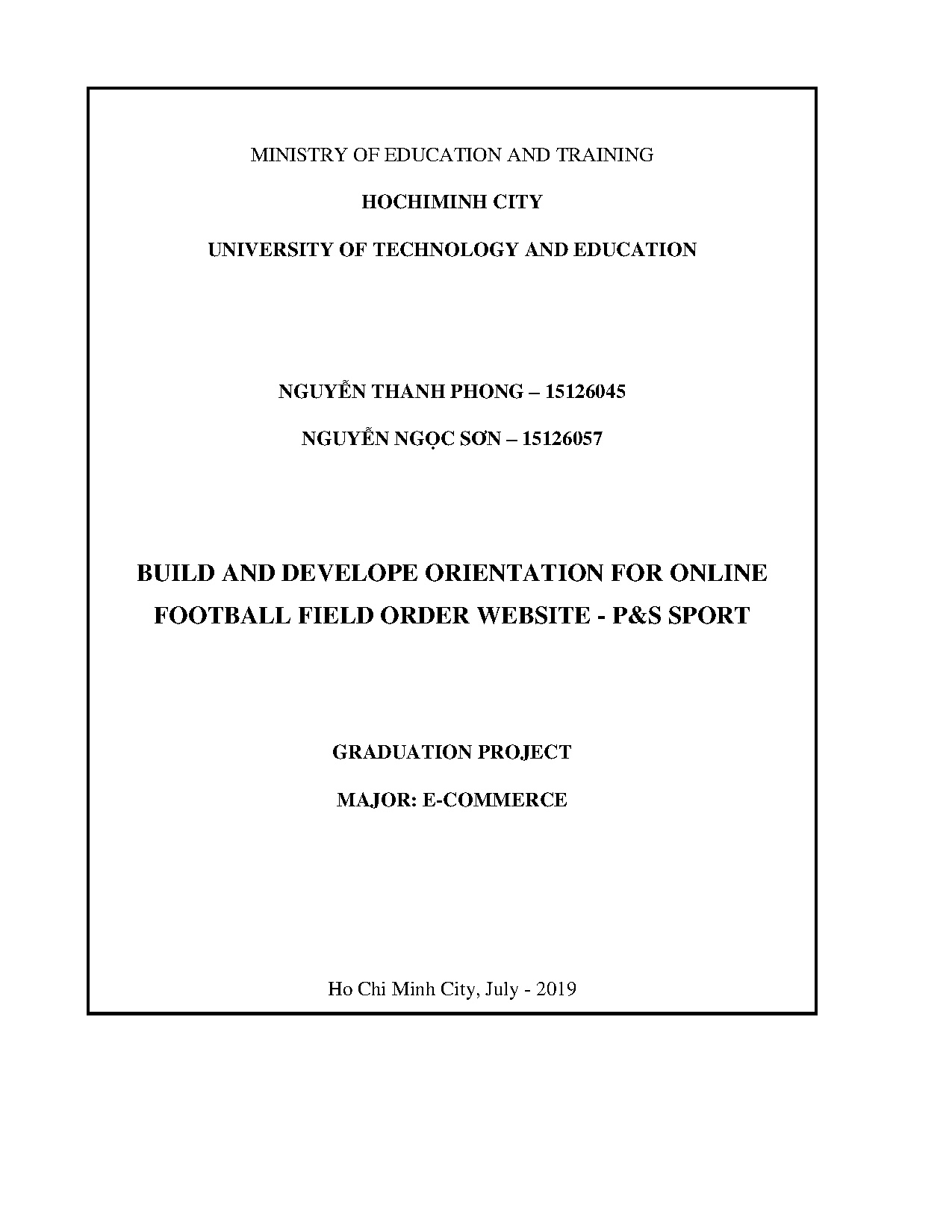 Đồ án tốt nghiệp - Xây dựng và định hướng phát triển nền tảng website đặt sân bóng trực tuyến - PS