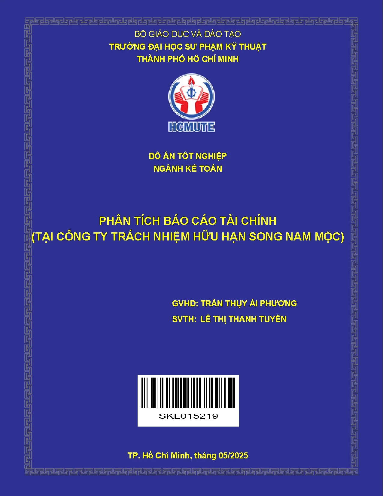 Đồ án tốt nghiệp - Phân tích báo cáo tài chính (tại Công ty trách nhiệm hữu hạn Song Nam Mộc)