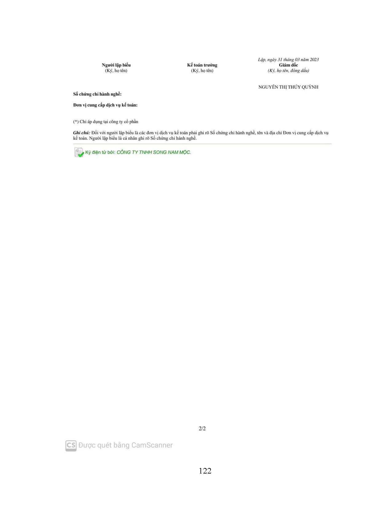 Đồ án tốt nghiệp - Phân tích báo cáo tài chính (tại Công ty trách nhiệm hữu hạn Song Nam Mộc) - Trang 134