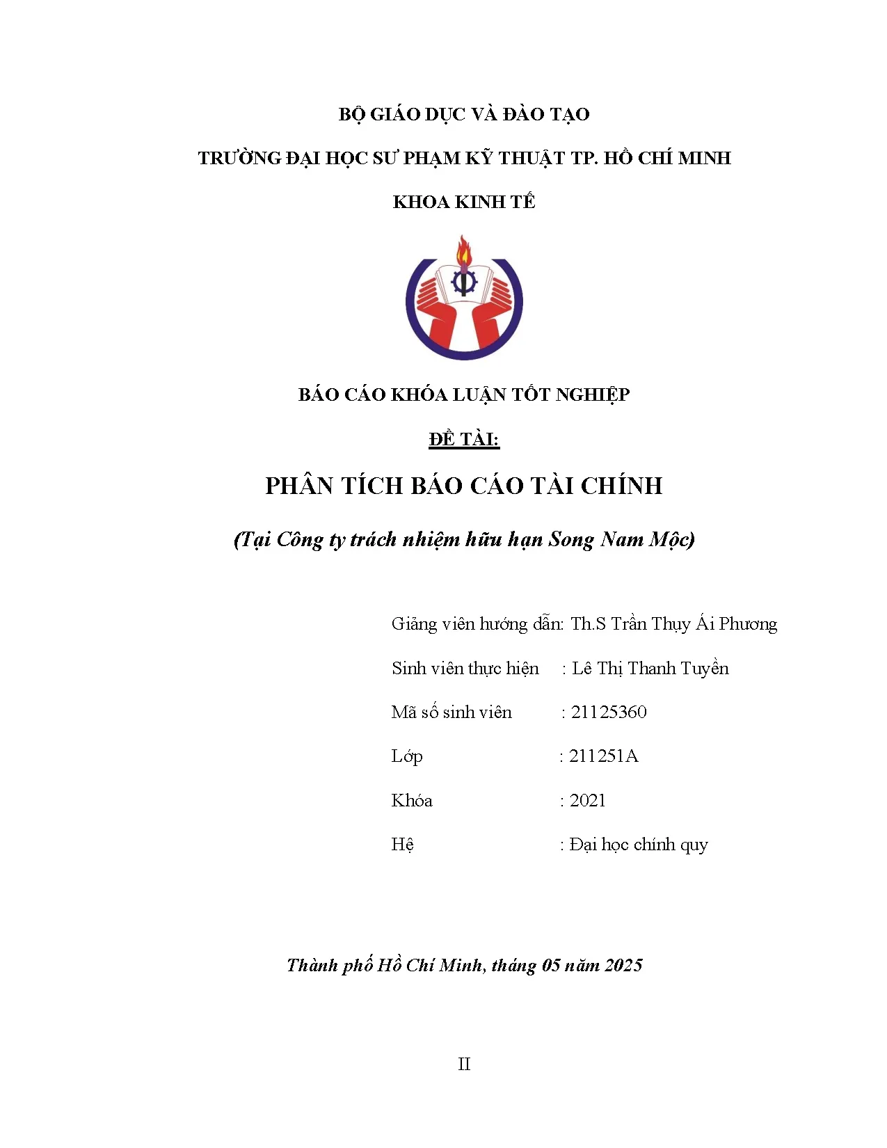 Đồ án tốt nghiệp - Phân tích báo cáo tài chính (tại Công ty trách nhiệm hữu hạn Song Nam Mộc) - Trang 3