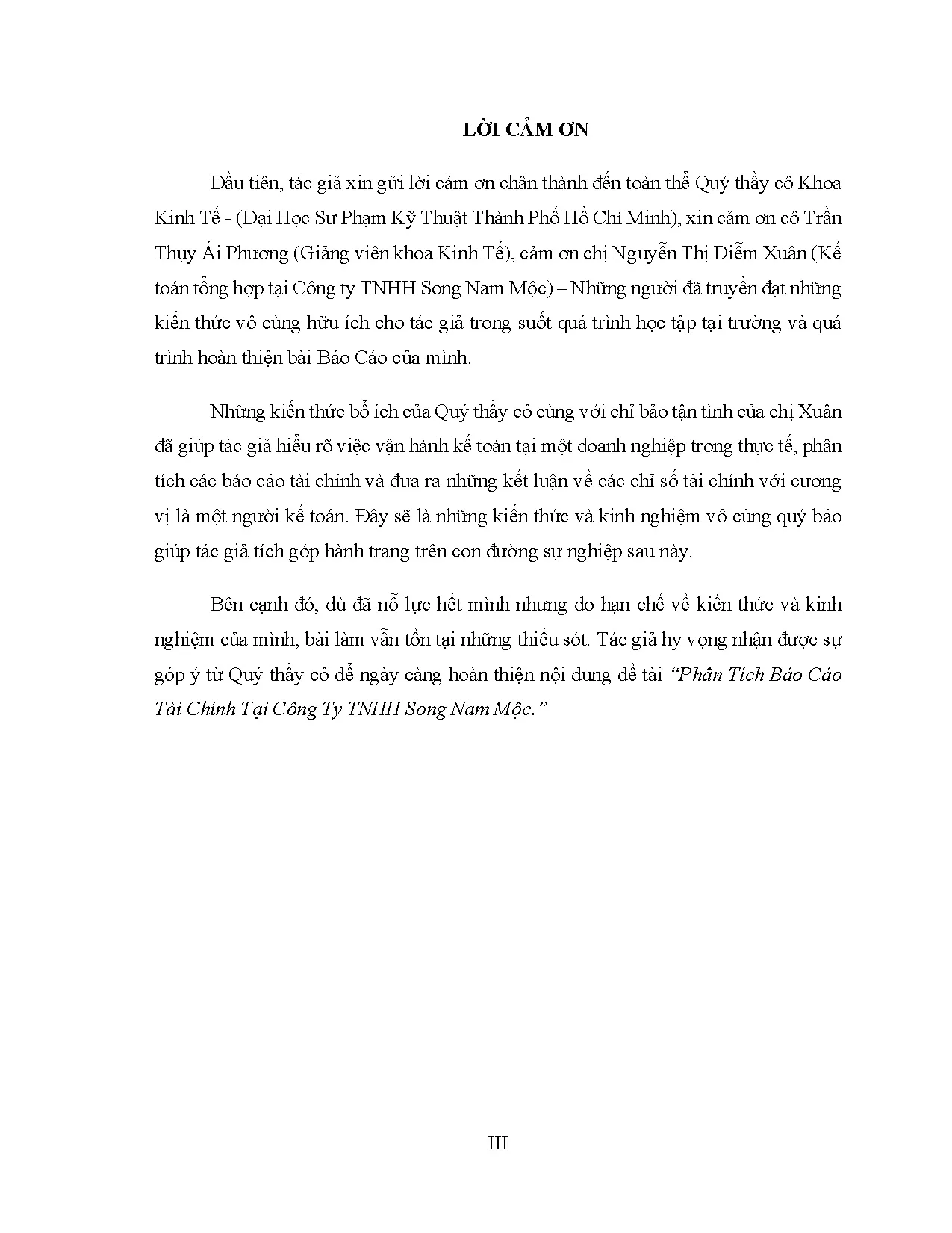 Đồ án tốt nghiệp - Phân tích báo cáo tài chính (tại Công ty trách nhiệm hữu hạn Song Nam Mộc) - Trang 4