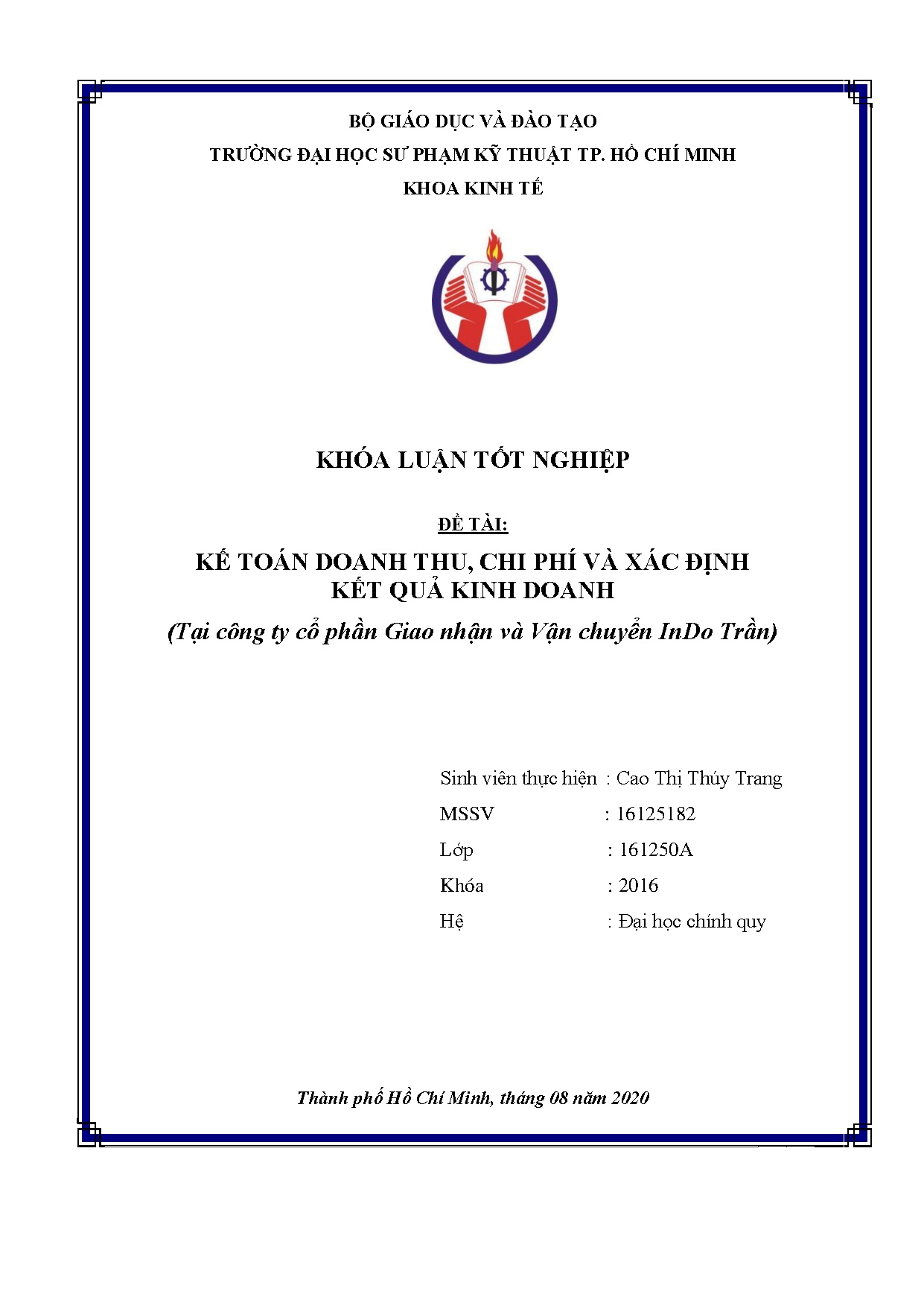 Đồ án tốt nghiệp - Kế toán doanh thu, chi phí và xác định kết quả kinh doanh (Tại Công TCPGNVVCIT .