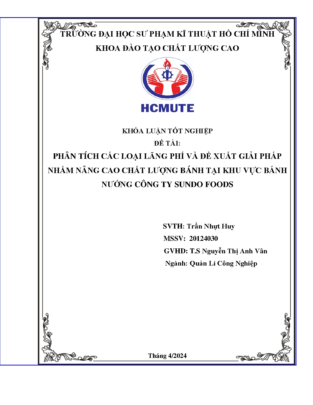 Đồ án tốt nghiệp - Phân tích các loại lãng phí và đề xuất giải pháp nhằm nâng cao chất LBTKVBNCTSF